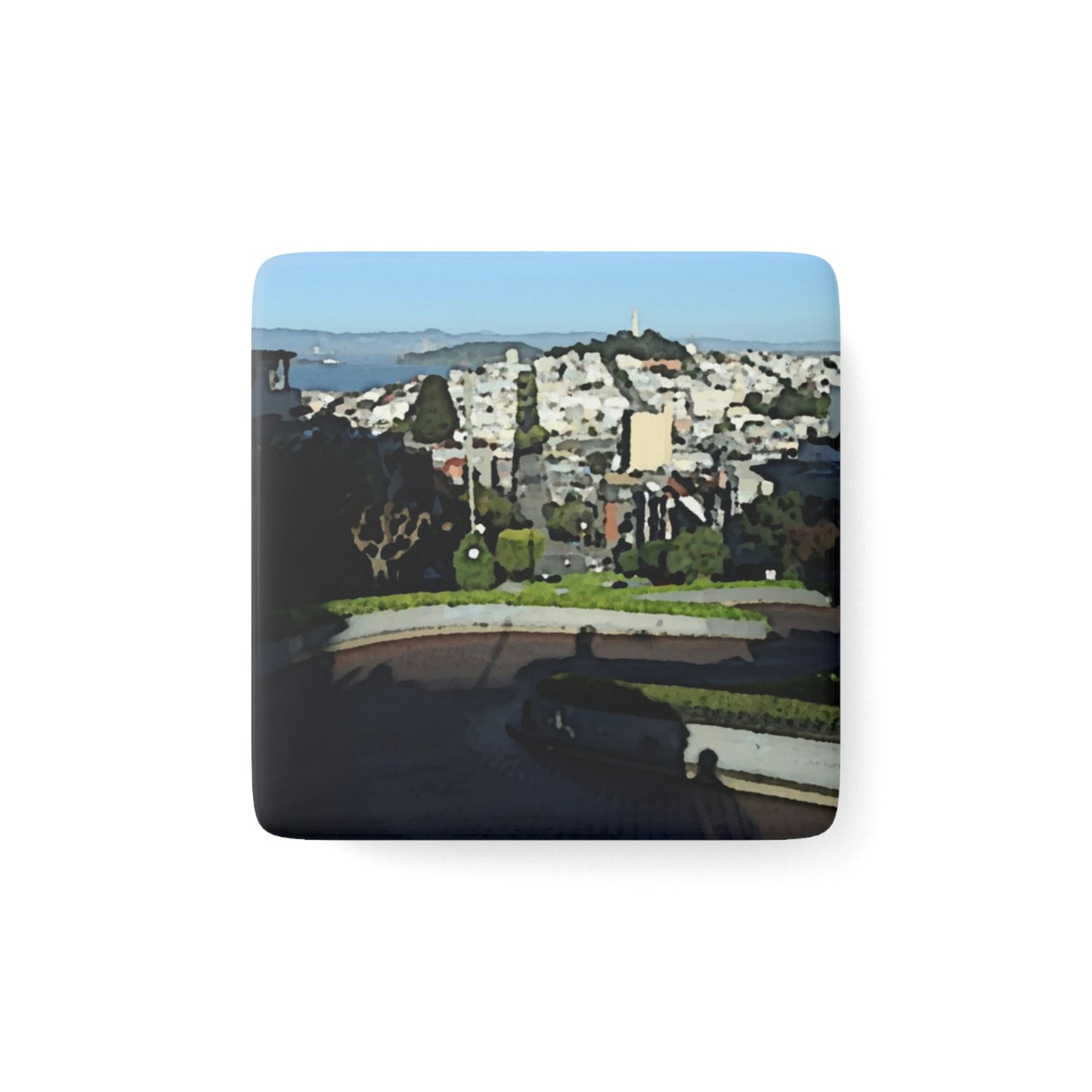 Porcelain Magnet, Square ... "Lombard Street San Francisco, CA, USA" ... Family Archives 1970's ... Original Works ...