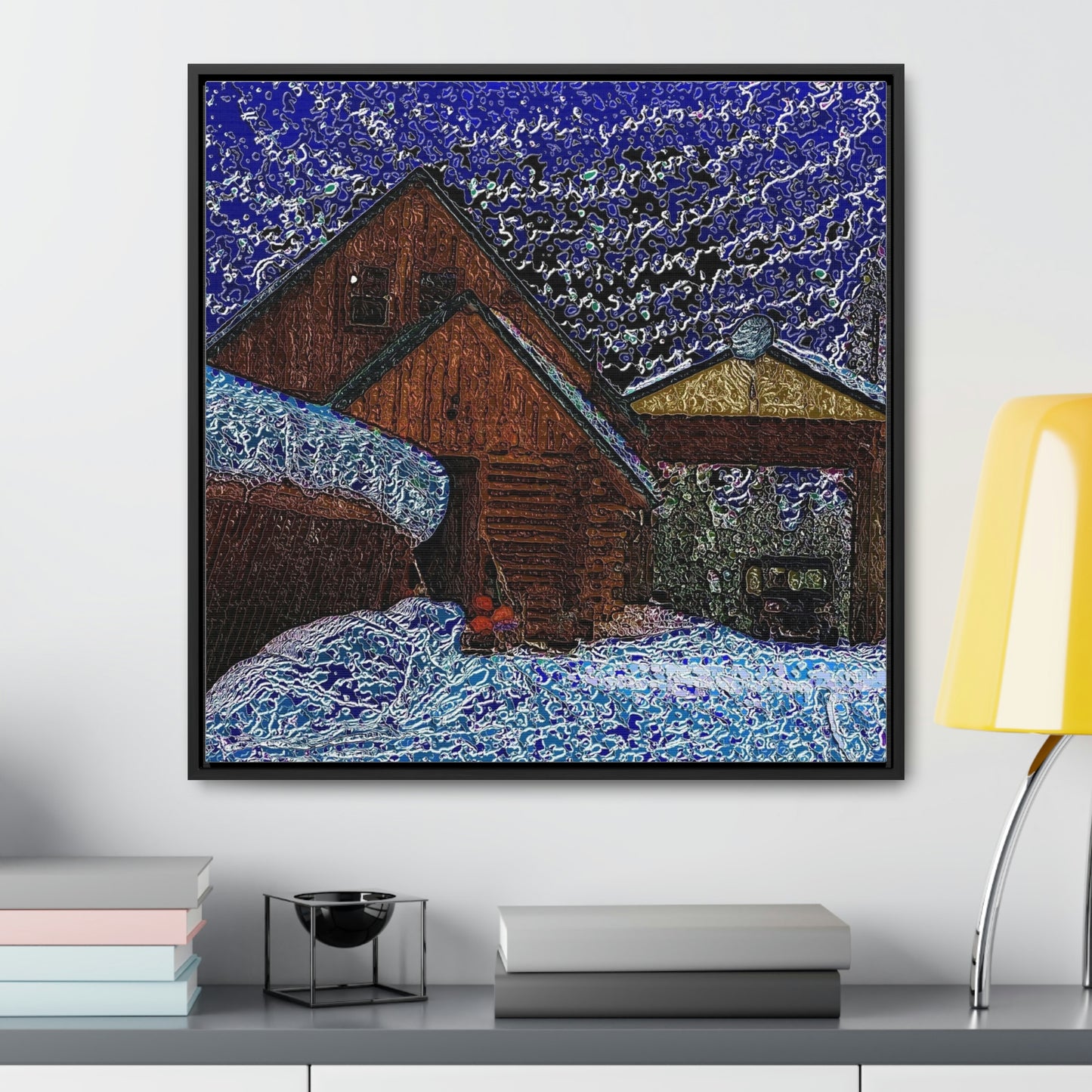 Gallery Canvas Wraps, Square Frame ... A Litle Bit Of Color ...  A Little Bit Of Van Gogh ... A Little Bit Of Vertigo ... "And Away You Go With The Snow .." Original Works: Rendering Time: 16 Hours ...