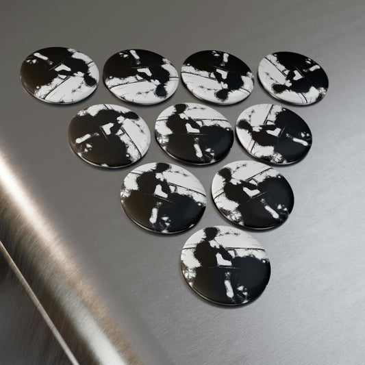 Button Magnet, Round (1 & 10 pcs) ... Dublin's "Molly Malone Along Grafton Street" ... Cryin' Cockels & Muscles Alive-Alive-Oh ... Circa 2003 ... Original Works ...
