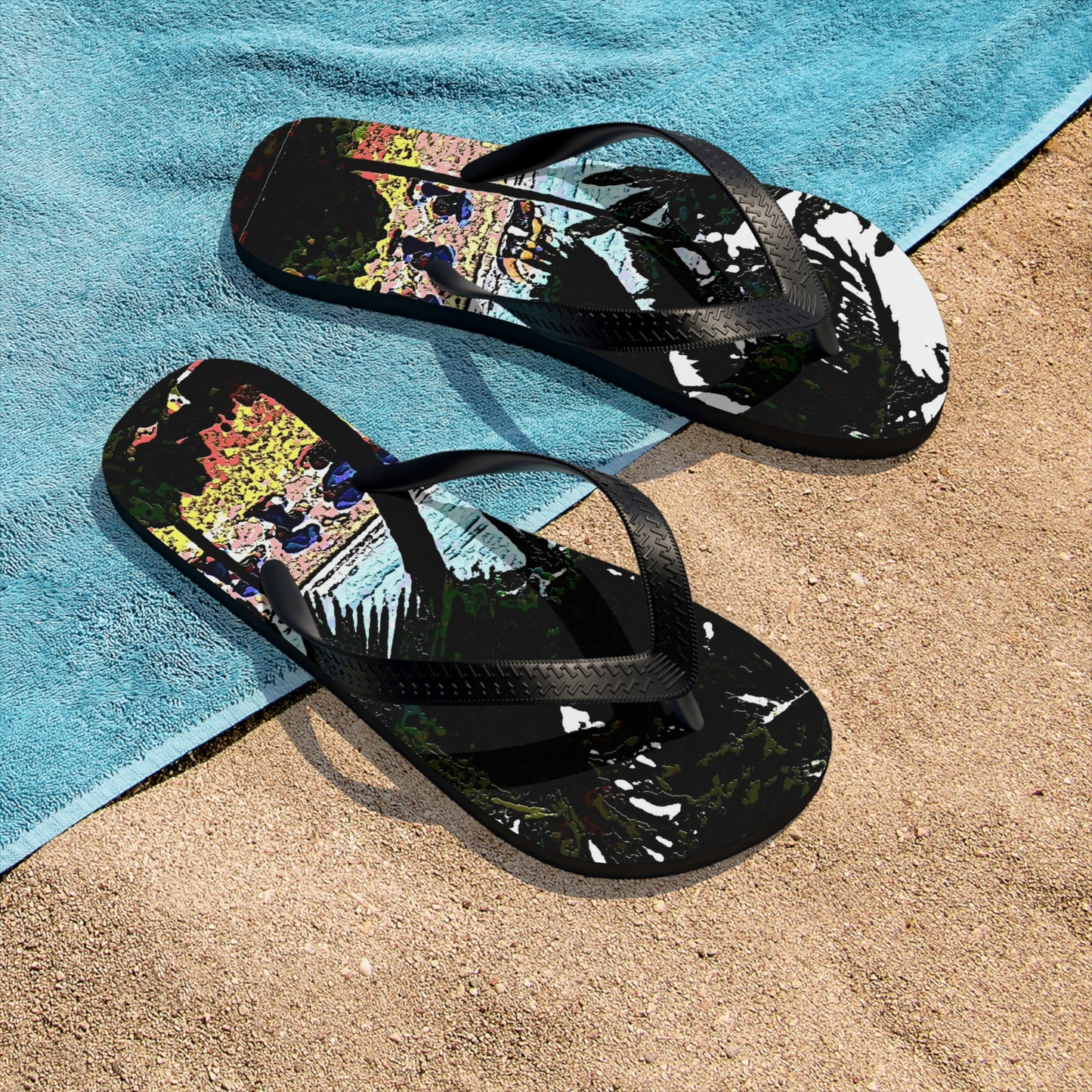 Unisex Flip-Flops ...  "A Beautiful Beach Amongst The Palms" ... The Outrigger Waikiki, Honolulu, Oahu ... Original Works ...