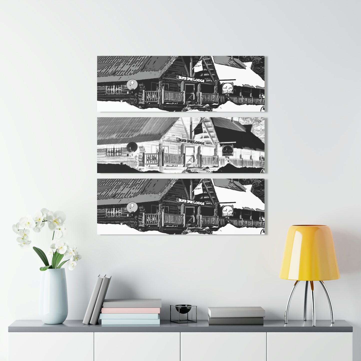 Acrylic Prints (Triptych) ... A Beautiful Lodge & Back-Country Outfitter In A Mountain Town ... 'Dixie, Idaho, November 2022' ... Original Works ...