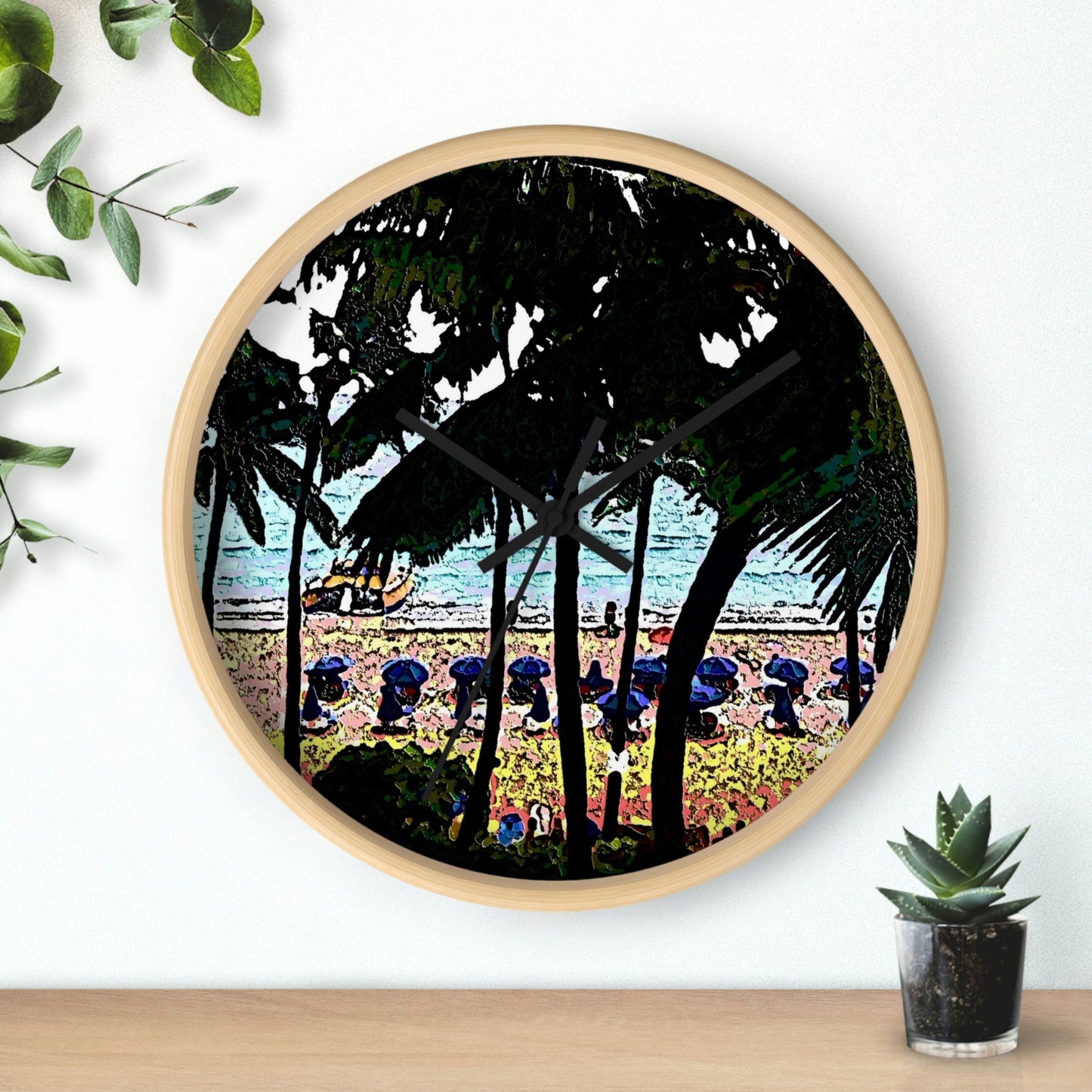 Wall Clock ... "A Beautiful Beach Amongst The Palms" ... The Outrigger Waikiki, Honolulu, Oahu ... Original Works ...