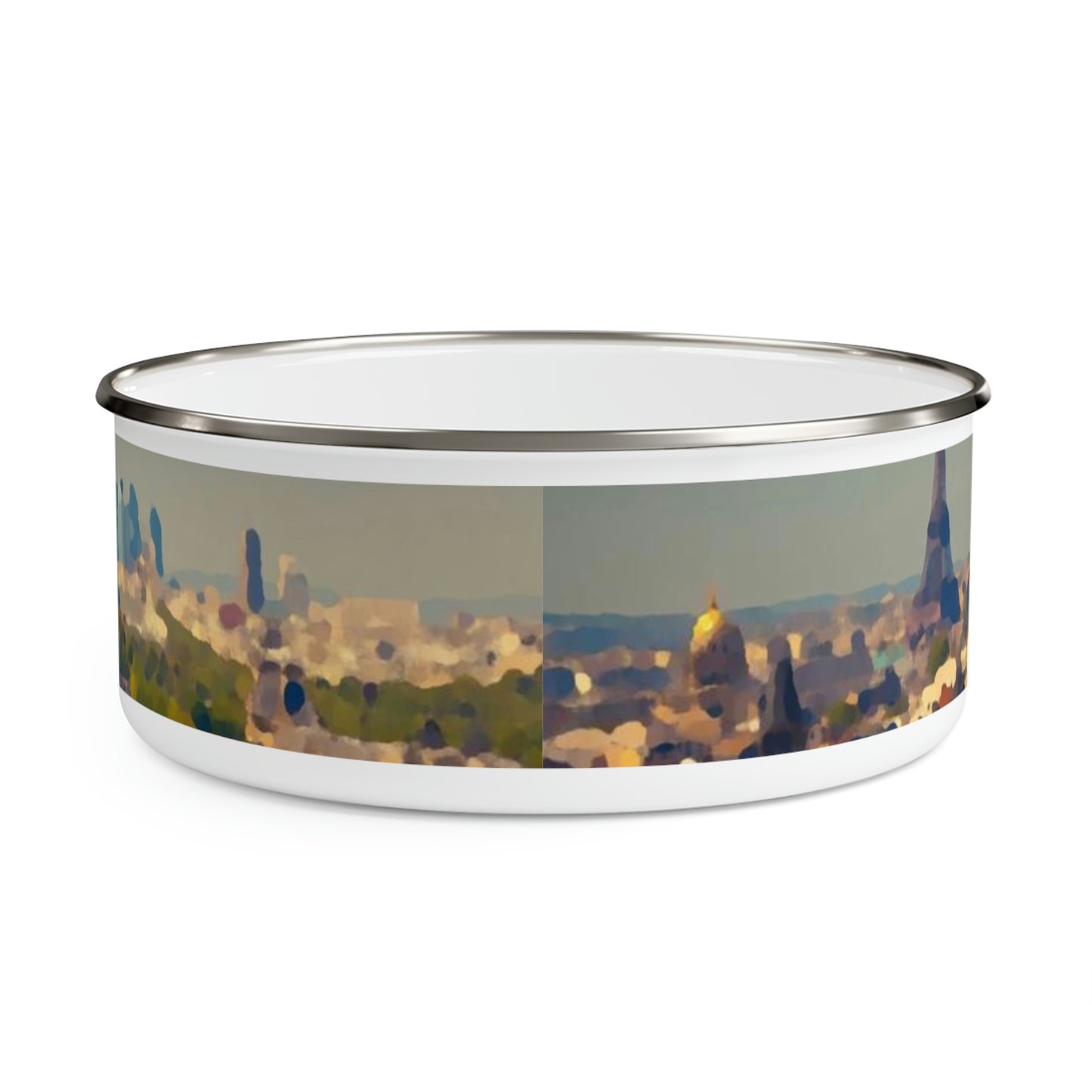 Enamel Bowl ... Au Paris ... "Along The River Seine" ... Barbara Joan Bonnell-Holt: 1972 ... Original Works ...