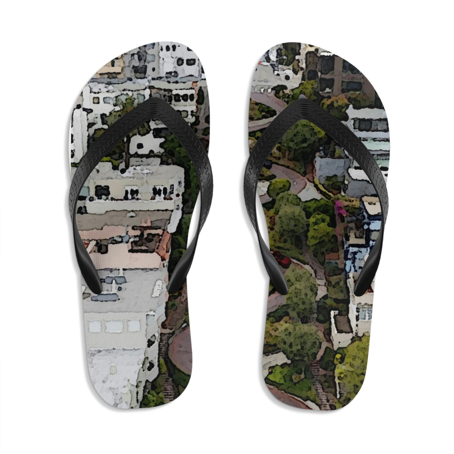 Unisex Flip-Flops ... A Crazy Street ... 'Eight Winding Curve-Switchbacks' ... "Lombard Street, San Francisco, CA' ... Family Archives: 1970's ... Original Works ...