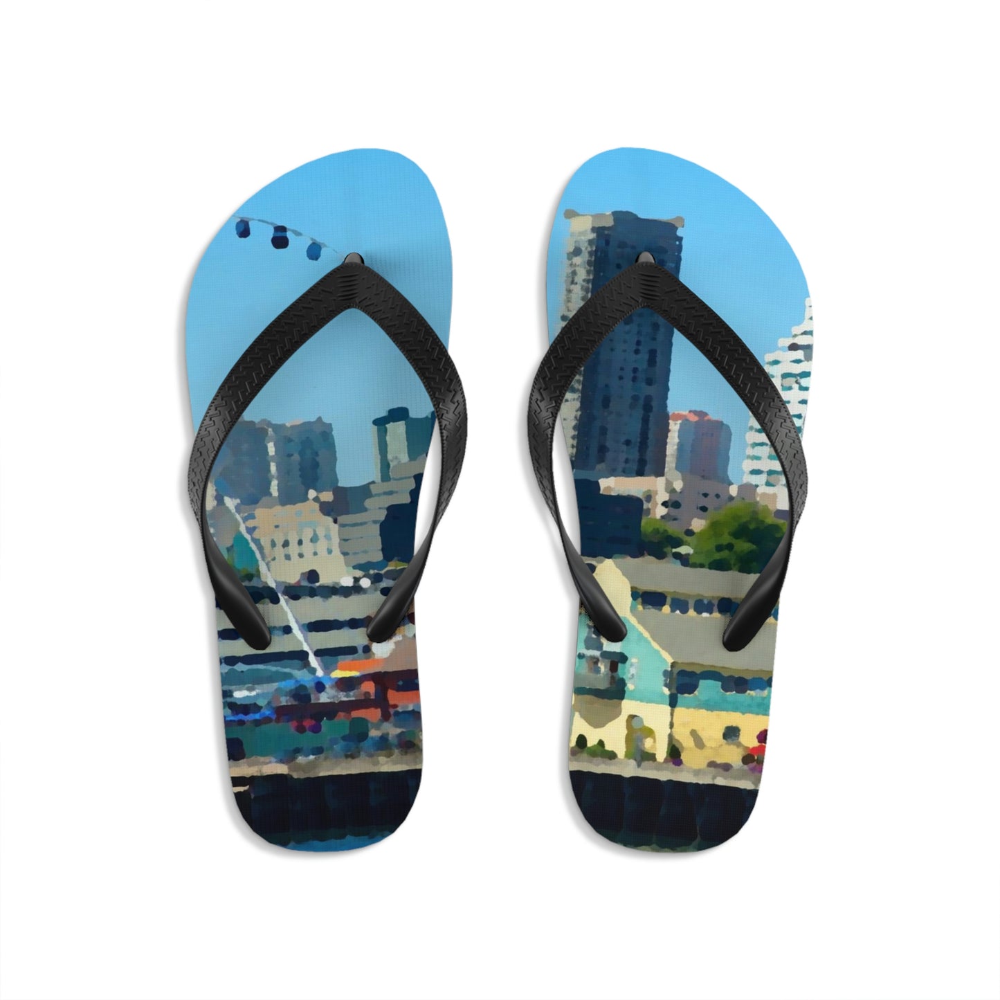 Unisex Flip-Flops ... That Classic Wheel ... 'Seattle's Wheel' ... & Old Classic Waterside Vendors ...  'Family Archives' ... Original Works ...