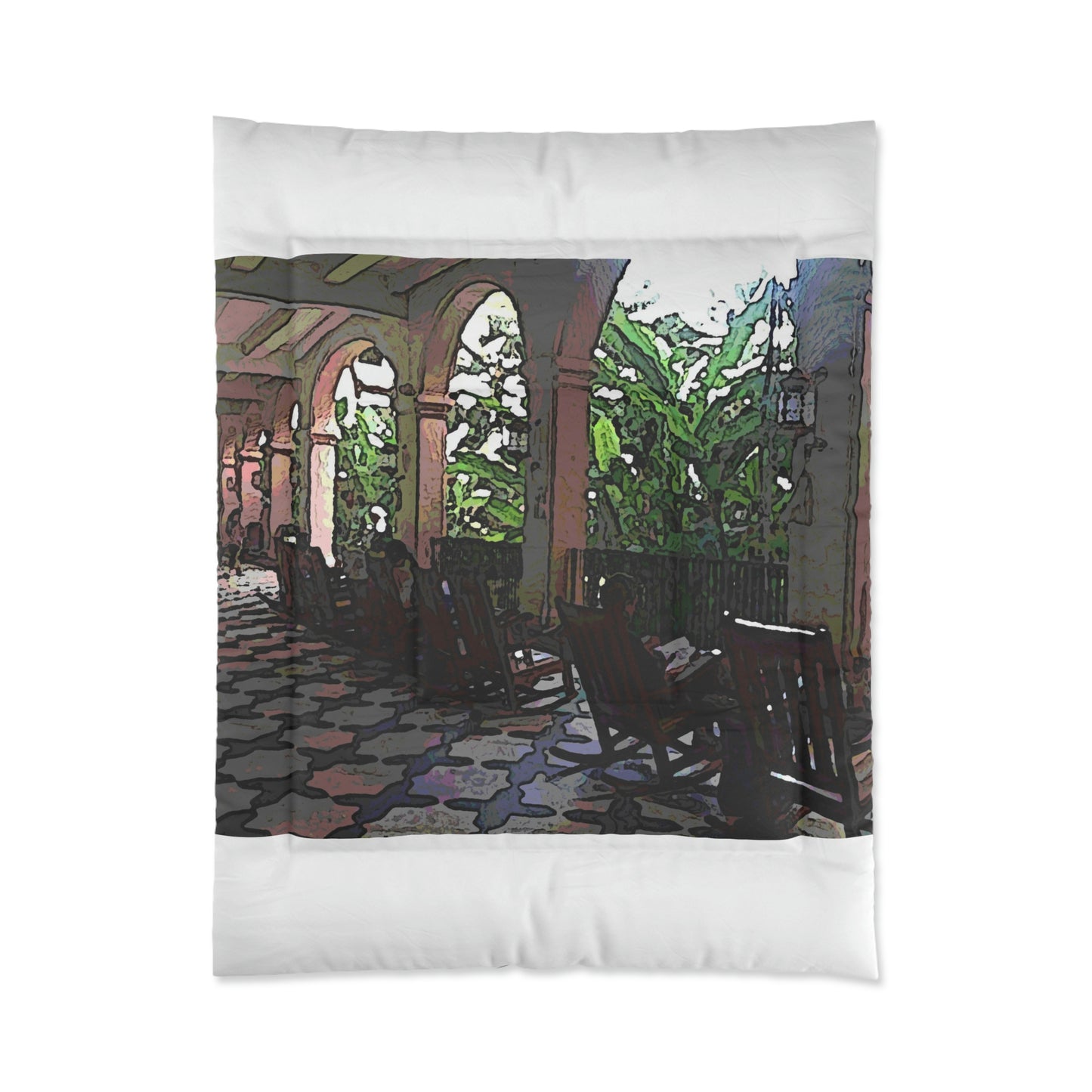 Comforter ... Lanai & Rocking Chairs At: 'The Pink Palace' ... The Royal Hawai'ian ... Honolulu, HI ... '27Oct2014' ... Original Works ...