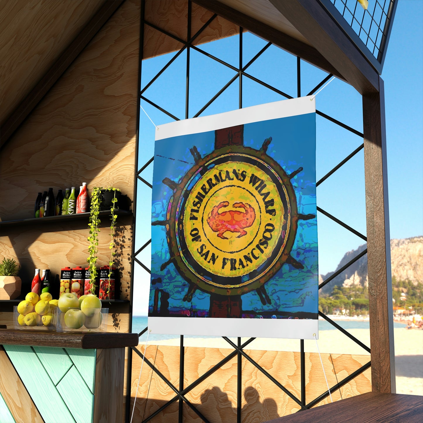Matte Banner ... "No.9 Fishermen's Grotto - Fishermen's Wharf, SF, California" ... Family Archives: 1970's ... Original Works ...