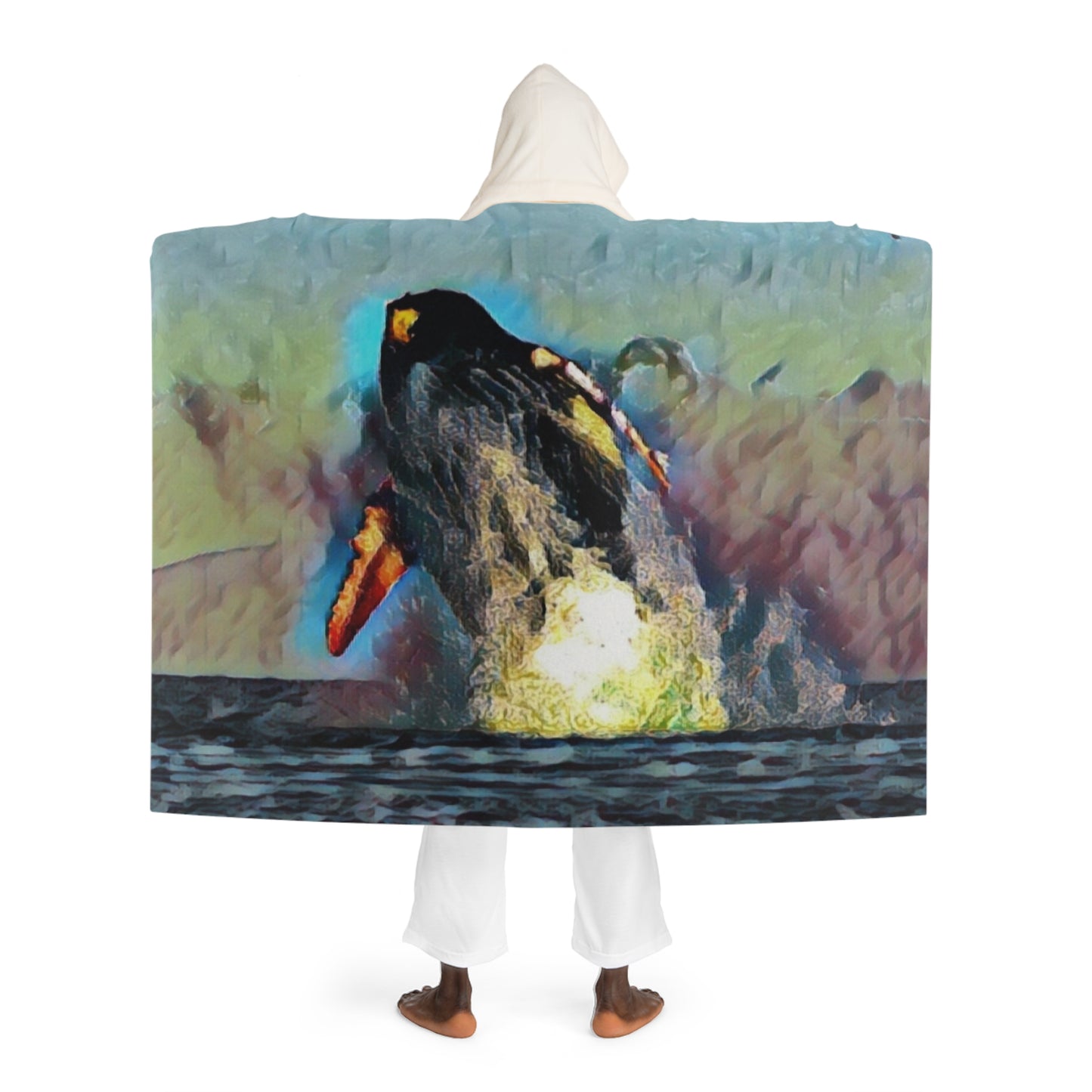 Hooded Sherpa Fleece Blanket ... An Extraordinary Humpback Breach ... 'With Explosive Energy' ... Family Archives (KPH) ... Circa: 21st Century. Maui, HI ... Original Works ...