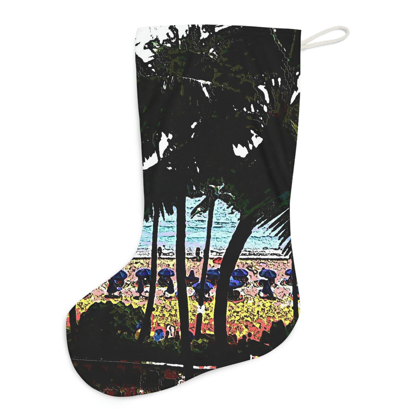 Santa Stocking ...  "A Beautiful Beach Amongst The Palms" ... The Outrigger Waikiki, Honolulu, Oahu ... Original Works ...