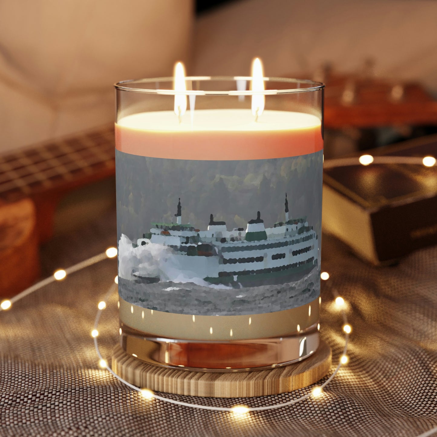 Scented Candle - Full Glass, 11oz ... WADOT Ferry Crossing ... "A Very Rough Day" ... Mulkiteo Route ... Family Archives ... Early 1990's' ... Original Works ...