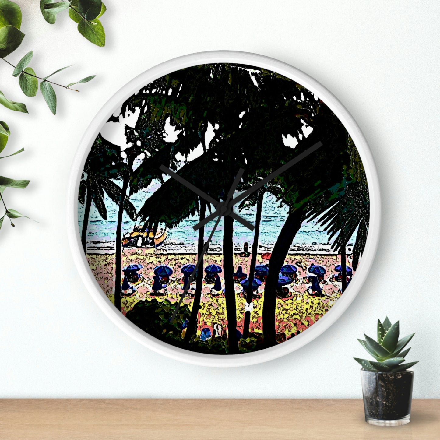 Wall Clock ... "A Beautiful Beach Amongst The Palms" ... The Outrigger Waikiki, Honolulu, Oahu ... Original Works ...