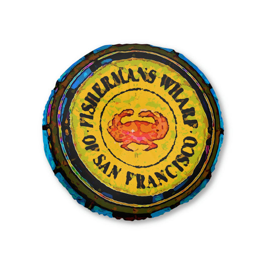 Tufted Floor Pillow, Round ... "No.9 Fishermen's Grotto - Fishermen's Wharf, SF, California" ... Family Archives: 1970's ... Original Works ...