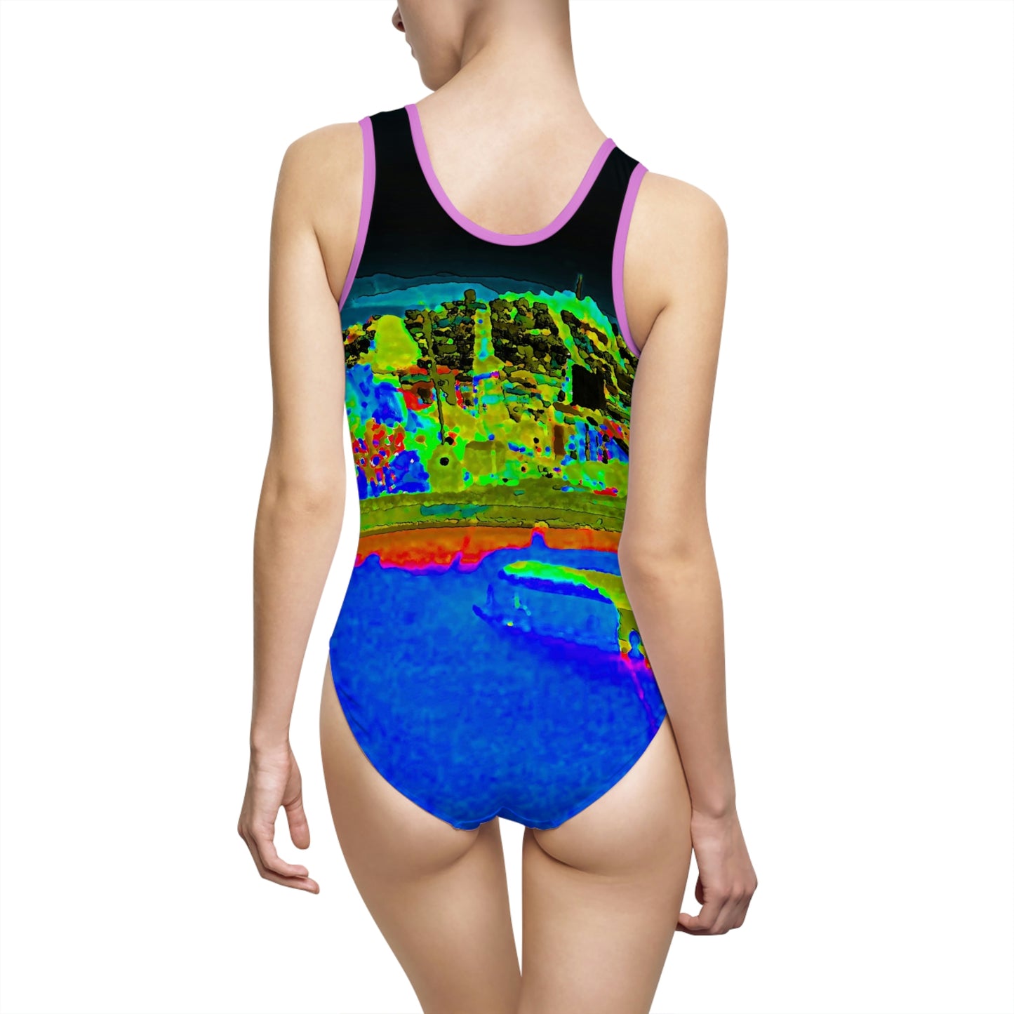 Women's Classic One-Piece Swimsuit ..."Lombard Street San Francisco, CA, USA" ... Family Archives 1970's ... Original Works ...