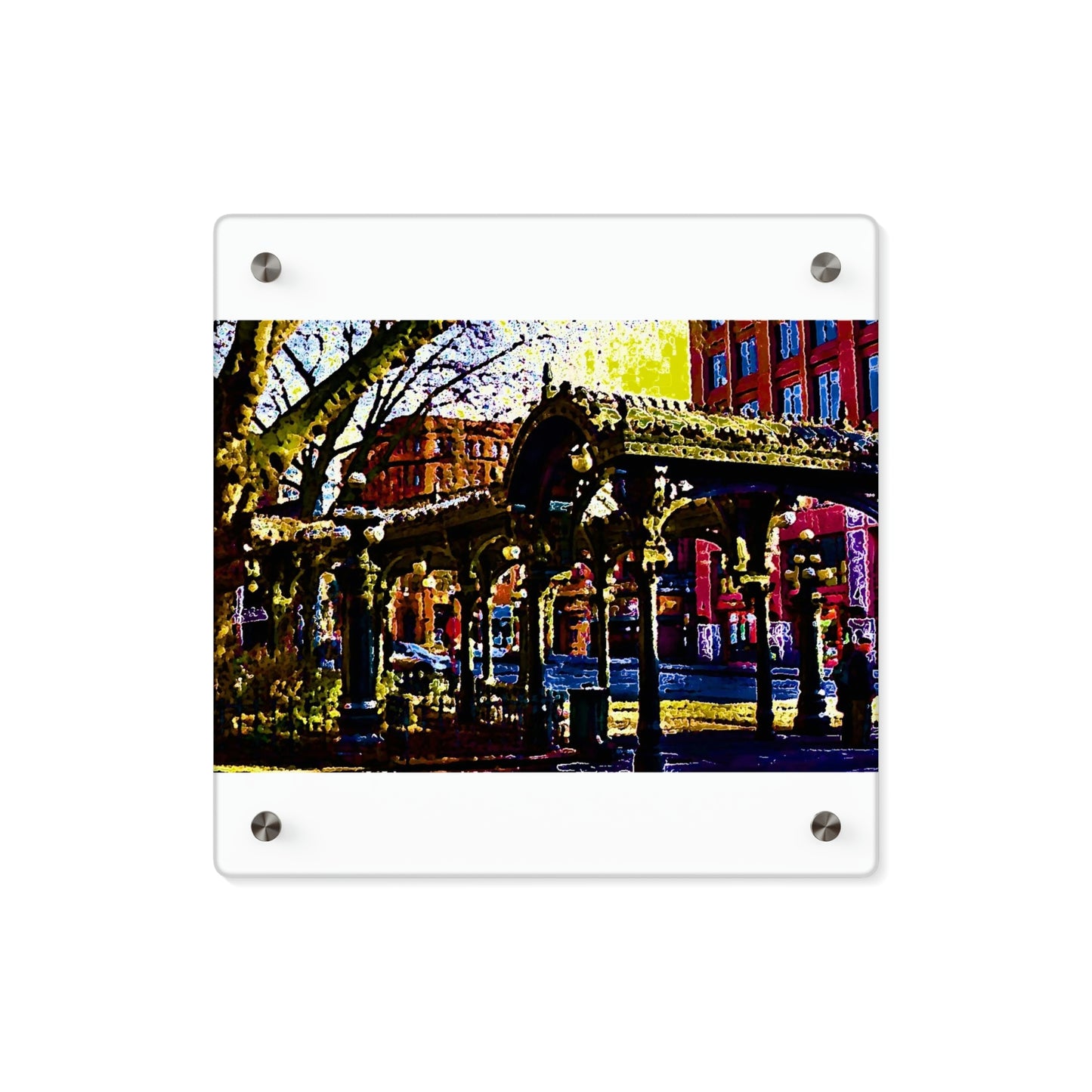 Acrylic Wall Art Panels ... A Very Fine Place To Meet ... To Catch The Bus ... 'To Find A Friend' .. Just-To-Hangout ... Dr FJHolt Base Photo ... Original Works ...