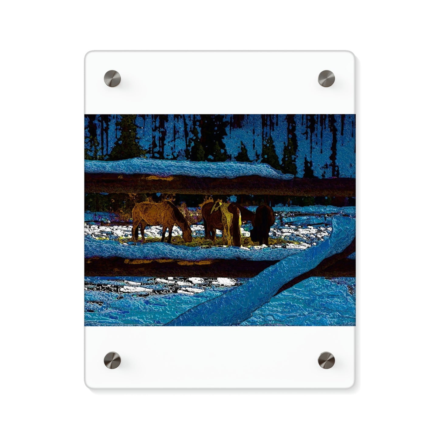 Acrylic Wall Art Panels ... A Horse ... A Saddle ...  Foraging Through The Snow ...  An_Asses 'Cry' ... Central Idaho, November 2022 ...  Original Works ...