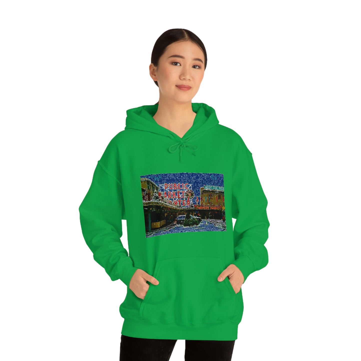 Unisex Heavy Blend™ Hooded Sweatshirt ... Pike Place Market: 'The Public Market', Seattle, Washington. Circa Fall 2013 ...