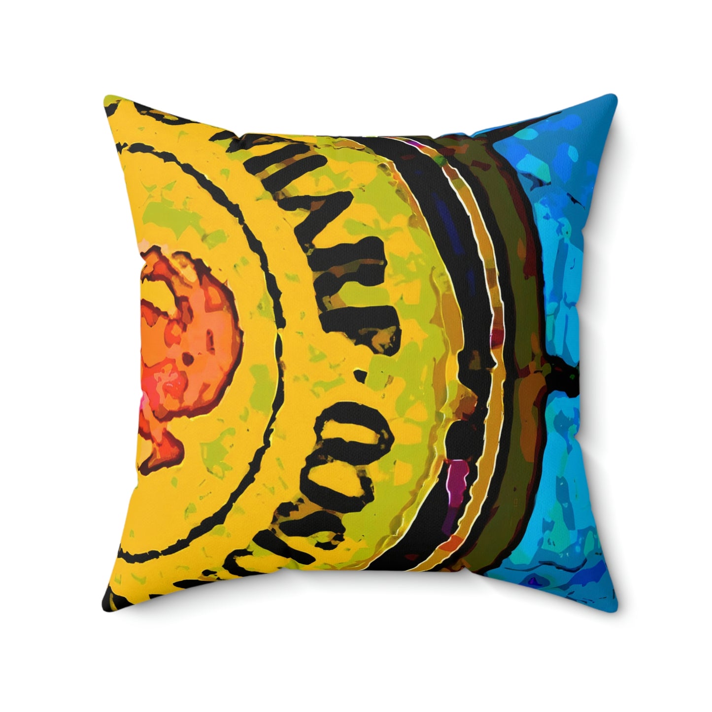 Spun Polyester Square Pillow ... "No.9 Fishermen's Grotto - Fishermen's Wharf, SF, California" ... Family Archives: 1970's ... Original Works ...