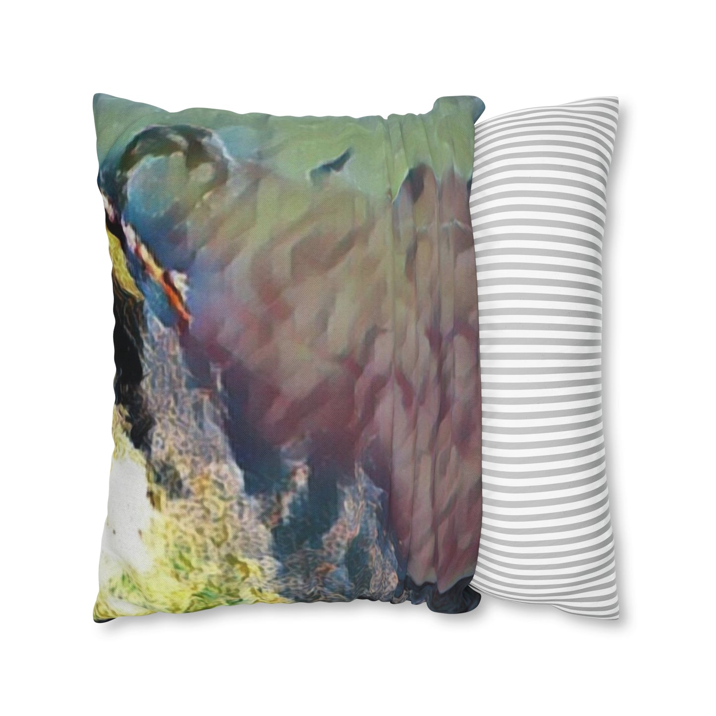 Spun Polyester Square Pillow Case ... An Extraordinary Humpback Breach ... 'With Explosive Energy' ... Family Archives (KPH) ... Circa: 21st Century. Maui, HI ... Original Works ...