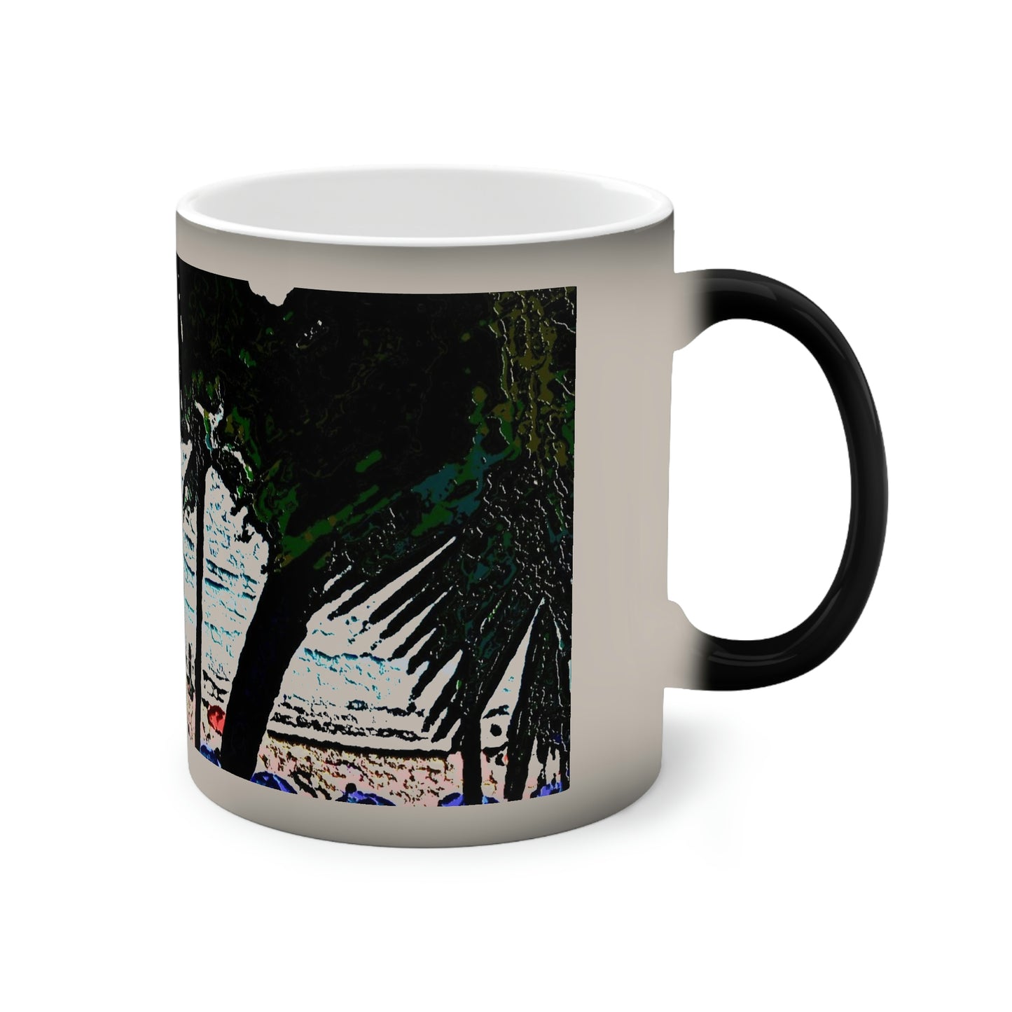 Color-Changing Mug, 11oz ... "A Beautiful Beach Amongst The Palms" ... The Outrigger Waikiki, Honolulu, Oahu ... Original Works ...