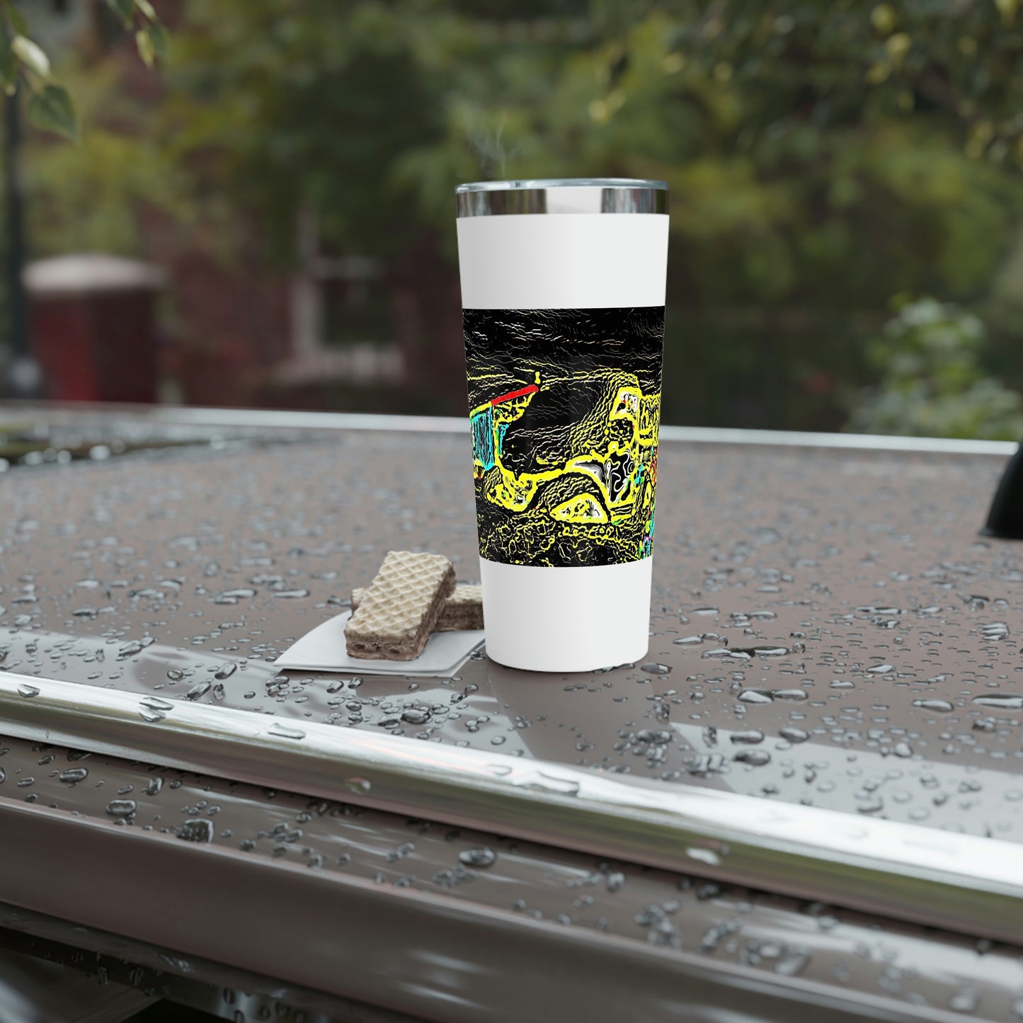 Copper Vacuum Insulated Tumbler, 22oz ... "Snow Vehicle In Snow Storm At-Rest" ... Circa 12Mar23 ... Central Idaho ... 18-Hours Rendering Time: Original Works ...