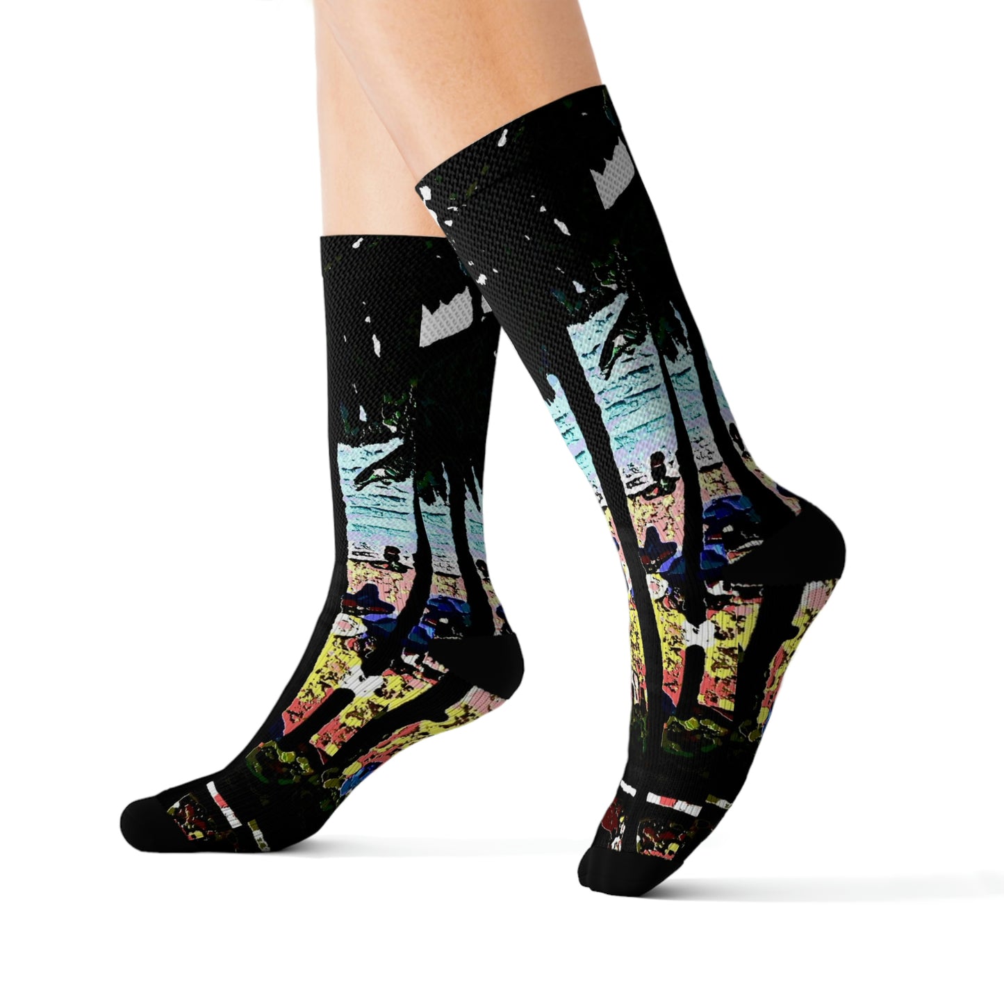 Sublimation Socks ... "A Beautiful Beach Amongst The Palms" ... The Outrigger Waikiki, Honolulu, Oahu ... Original Works ...