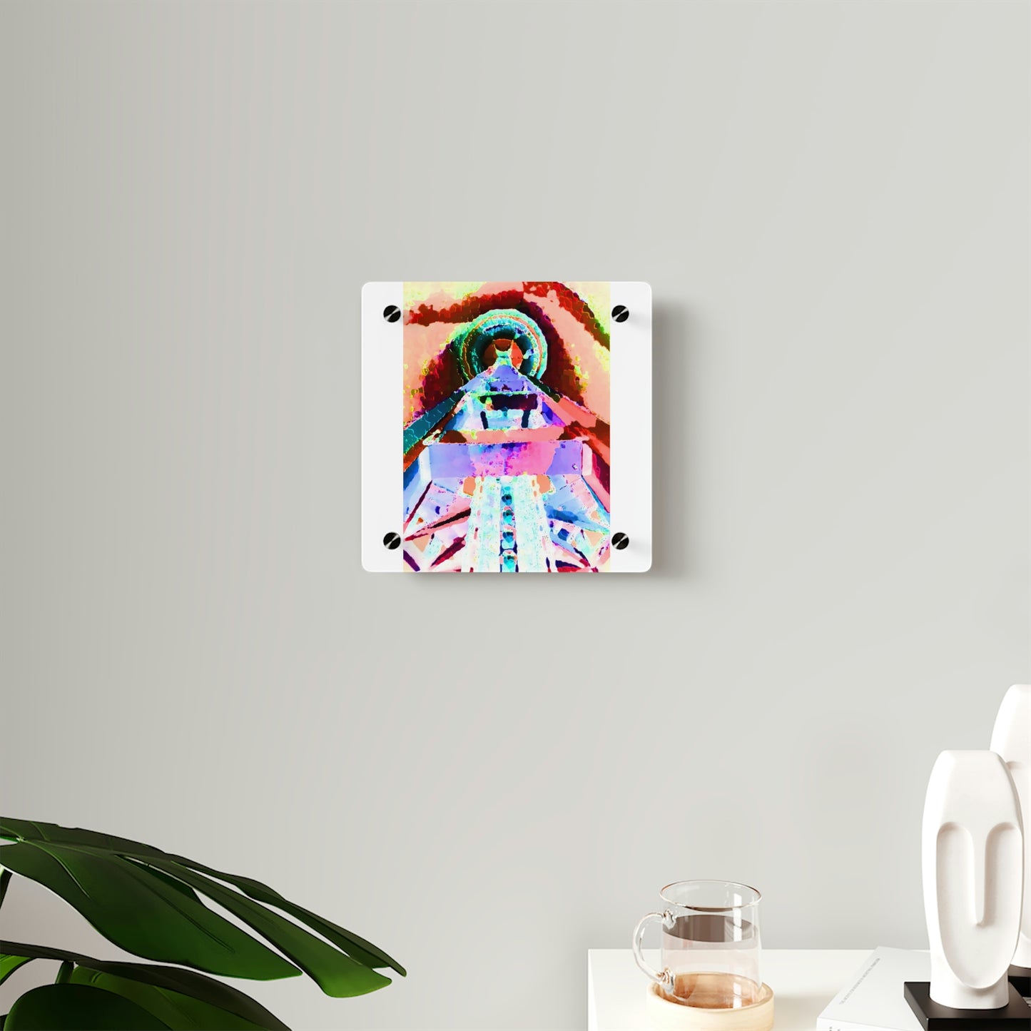 Acrylic Wall Art Panels ... "Seattle's World Fair" ... Below Space Needle 'Looking Up' ... On A Very Rainy Morning (Father's Family Photo). ... Original ...