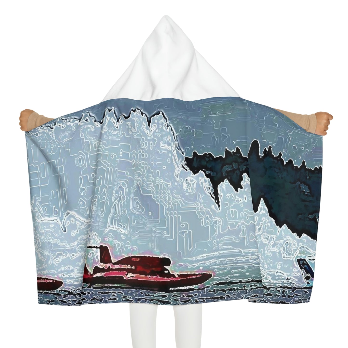 Youth Hooded Towel ...  Seattle Columbia Cup On Lake Washington ... "Dave Wilcox Heads For The Win" ... Associate Gift-Photo ... Original Works ...