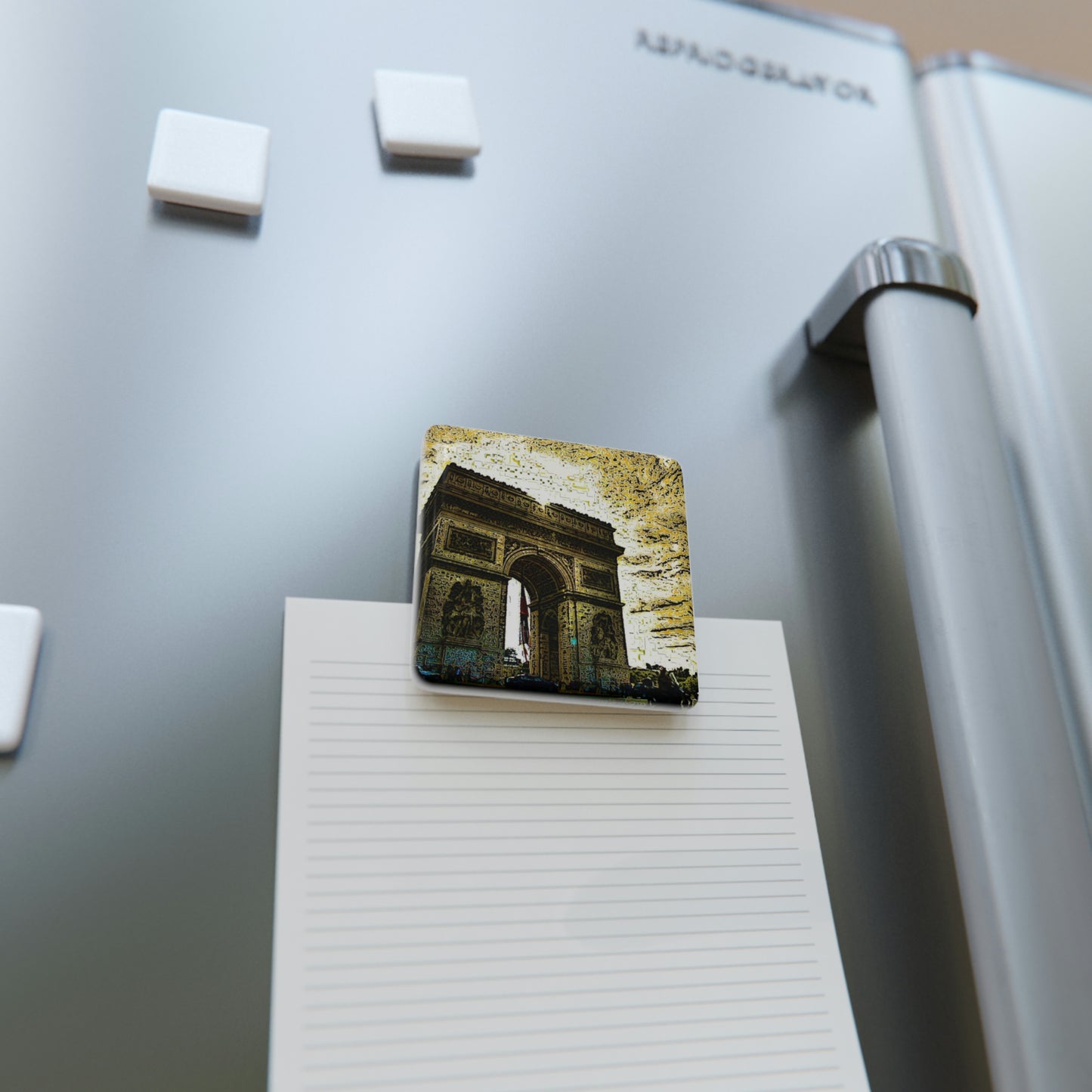 Porcelain Magnet, Square ...  L'Arc de Triomphe ... 'Barbara Joan Bonnell-Holt Photo' ... Circa 1972 ... Oringinal Works ...