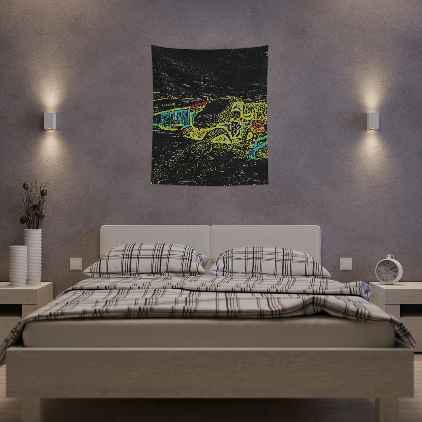Printed Wall Tapestry ... "Snow Vehicle In Snow Storm At-Rest" ... Circa 12Mar23 ... Central Idaho ... 18-Hours Rendering Time: Original Works ...