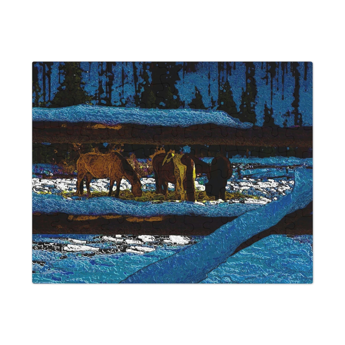 Jigsaw Puzzle (30, 110, 252, 500,1000-Piece) ... A Horse ... A Saddle ...  Foraging Through The Snow ...  An_Asses 'Cry' ... Central Idaho, November 2022 ...  Original Works ...
