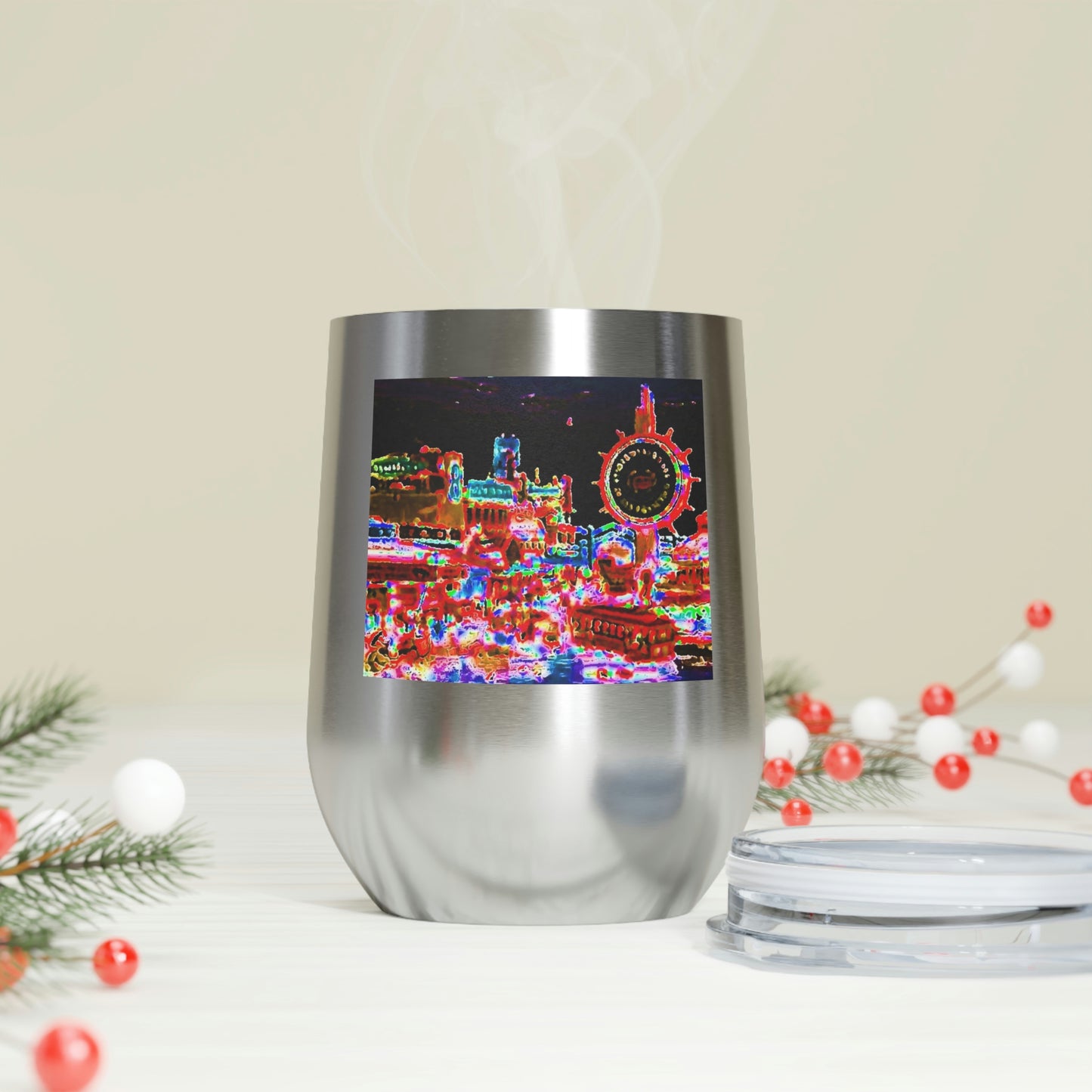 12oz Insulated Wine Tumbler ... "No.9 Fishermen's Grotto - Fishermen's Wharf, SF, California" ... Family Archives: 1970's ... Original Works ...