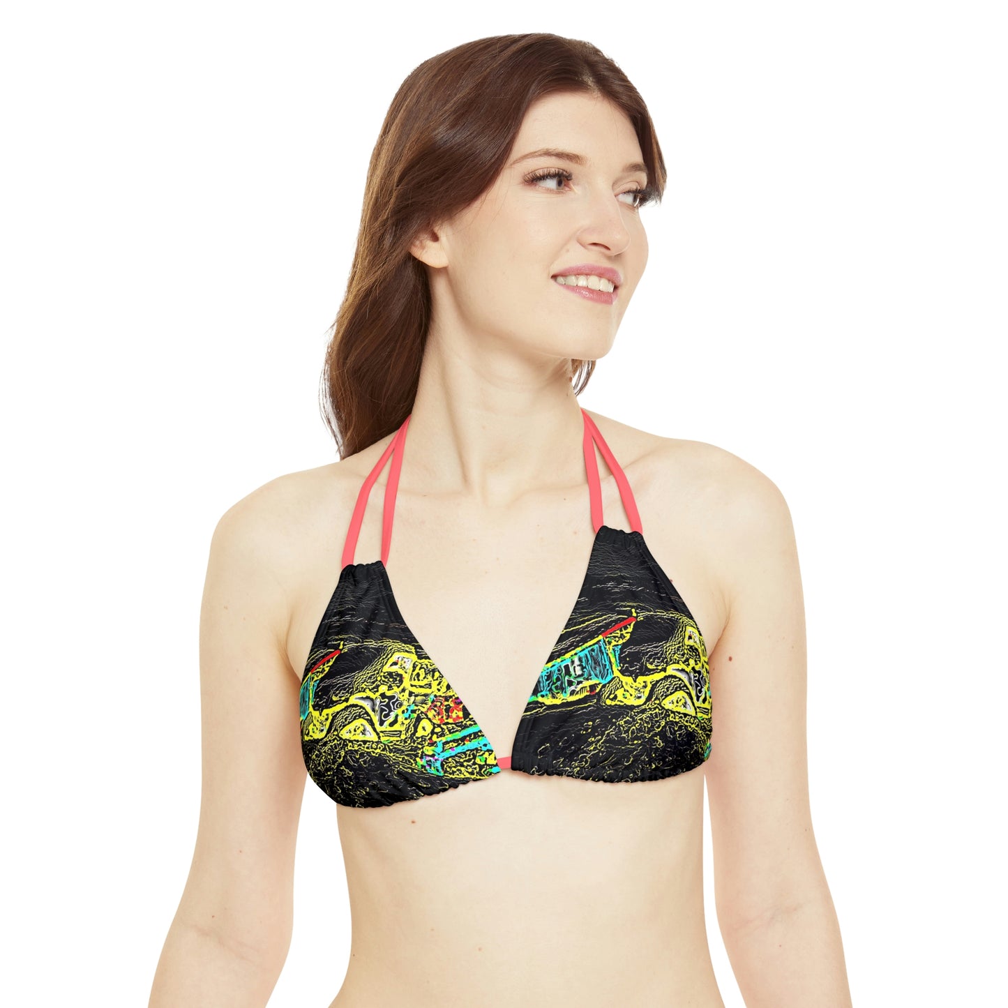 Strappy Triangle Bikini Top (AOP) ... "Snow Vehicle In Snow Storm At-Rest" ... Circa 12Mar23 ... Central Idaho ... 18-Hours Rendering Time: Original Works ...