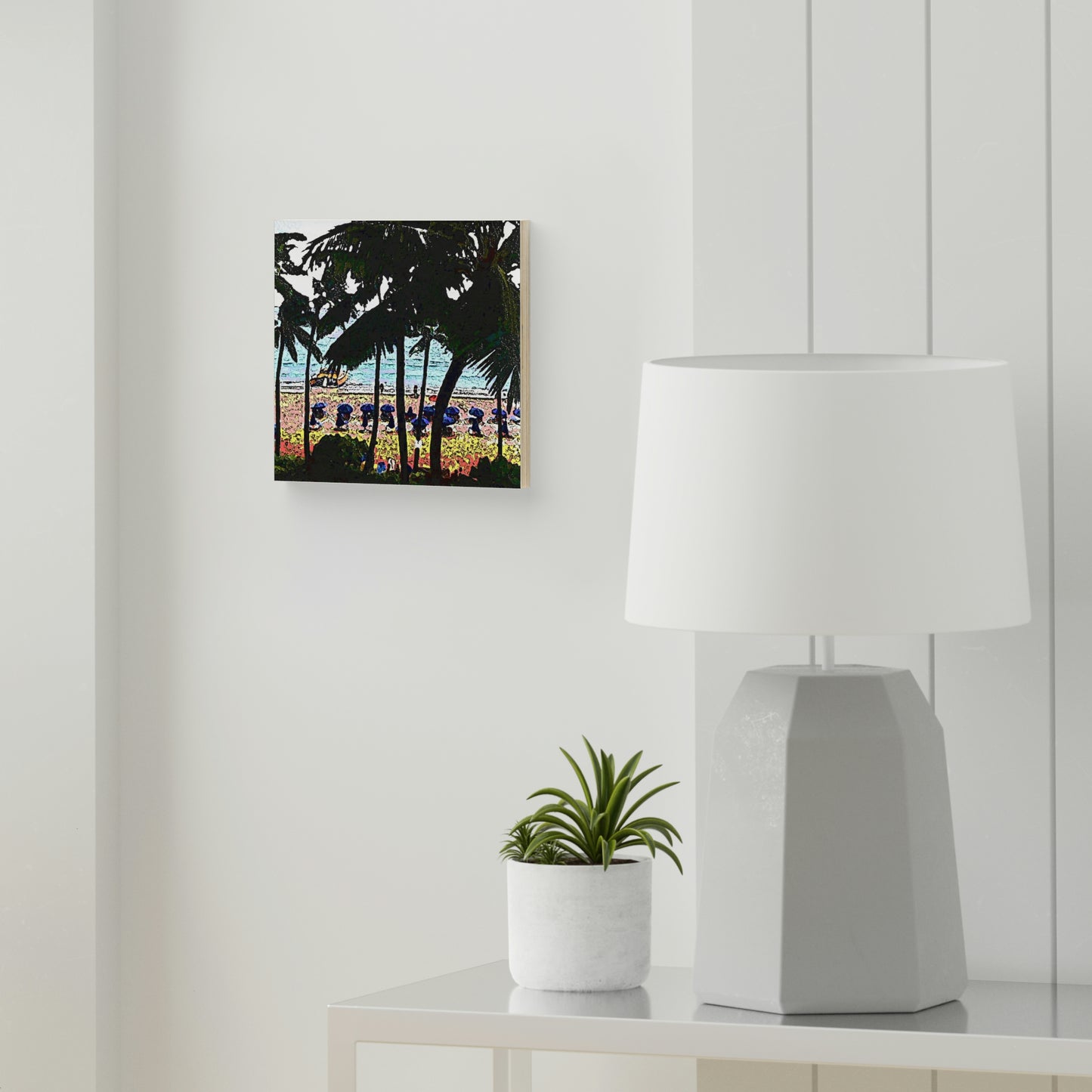 Wood Canvas ... "A Beautiful Beach Amongst The Palms" ... The Outrigger Waikiki, Honolulu, Oahu ... Original Works ...