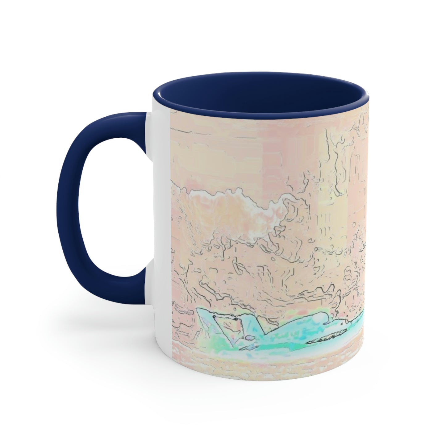 Accent Coffee Mug, 11oz ... Seattle Columbia Cup On Lake Washington ... "Dave Wilcox Heads For The Win" ... Associate Gift-Photo ... Original Works ...