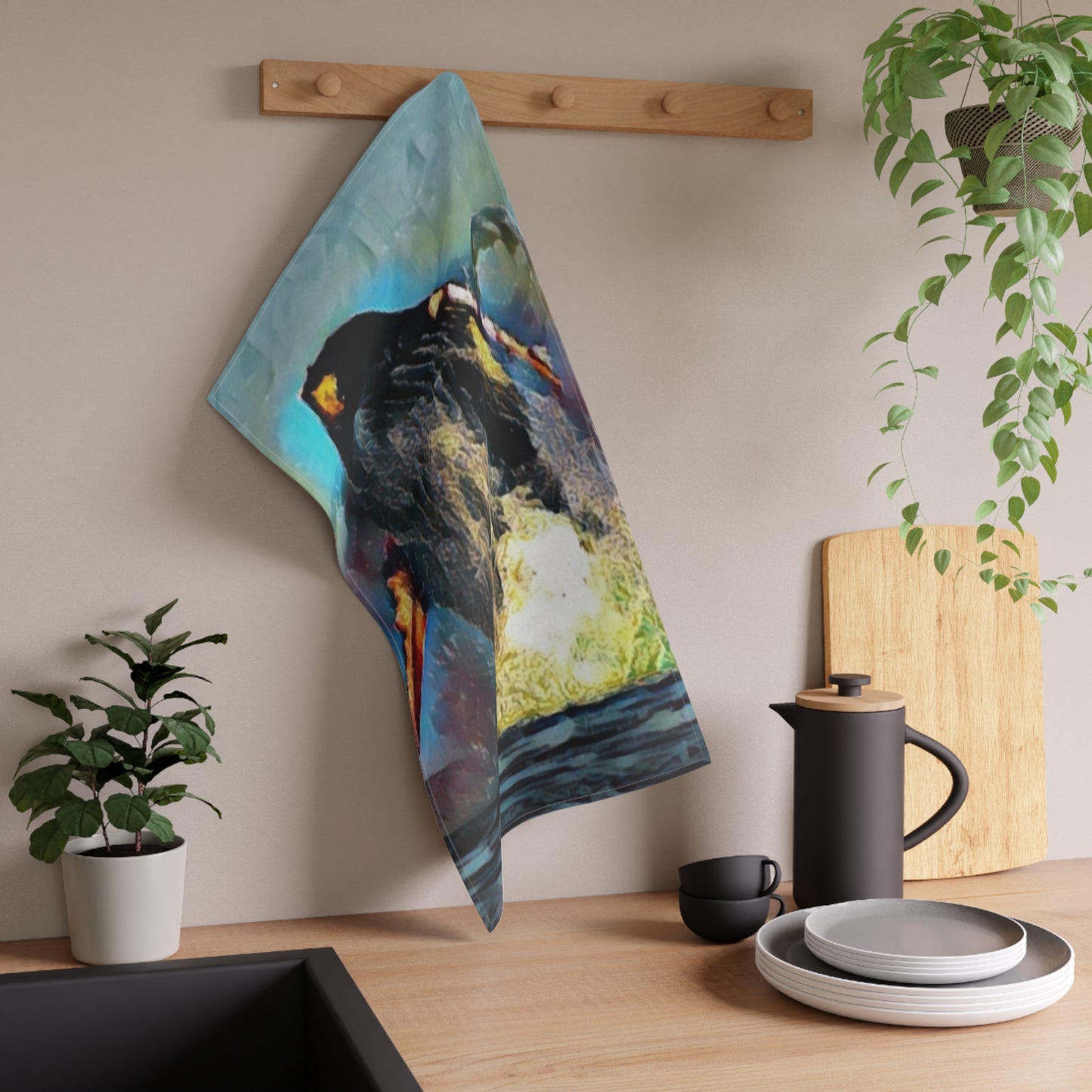 Kitchen Towel ... An Extraordinary Humpback Breach ... 'With Explosive Energy' ... Family Archives (KPH) ... Circa: 21st Century. Maui, HI ... Original Works ...