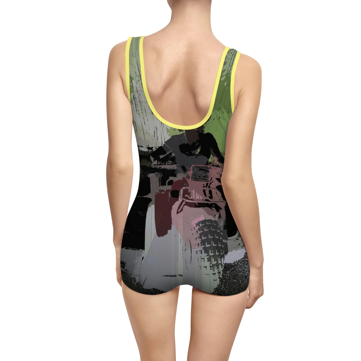 Women's Vintage Swimsuit ... 3-Wheeln' N' Groovin The Mountain Roads ... Central Idaho ... Original Works ...
