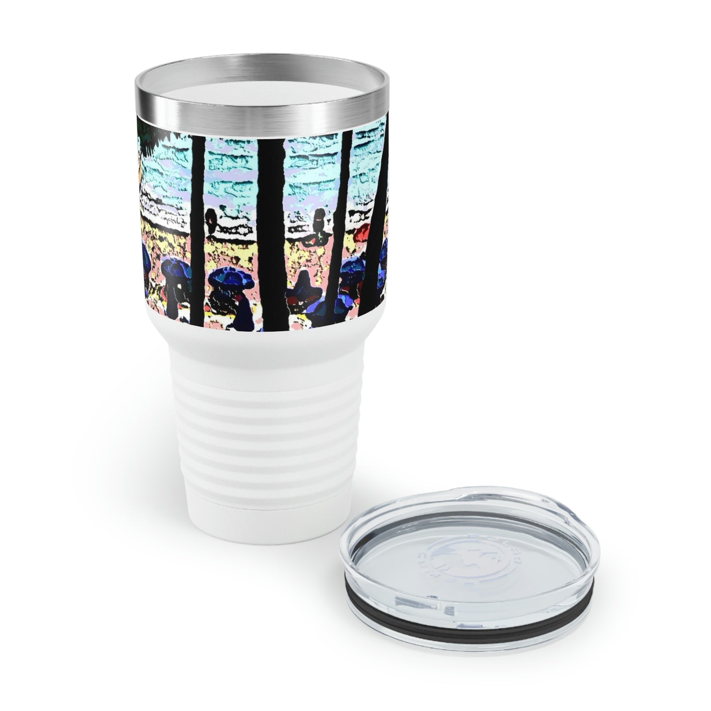 Ringneck Tumbler, 30oz ... "A Beautiful Beach Amongst The Palms" ... The Outrigger Waikiki, Honolulu, Oahu ... Original Works ...