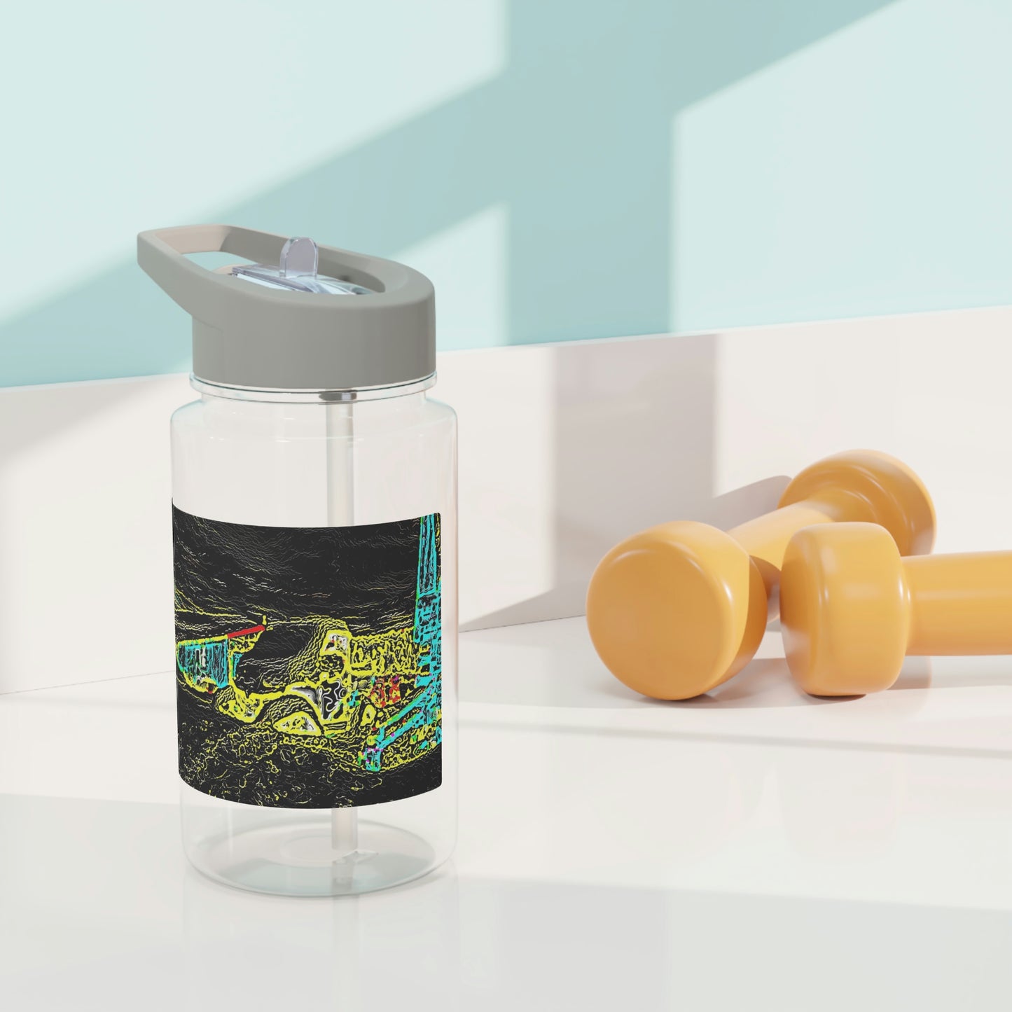 Tritan Water Bottle ... "Snow Vehicle In Snow Storm At-Rest" ... Circa 12Mar23 ... Central Idaho ... 18-Hours Rendering Time: Original Works ...