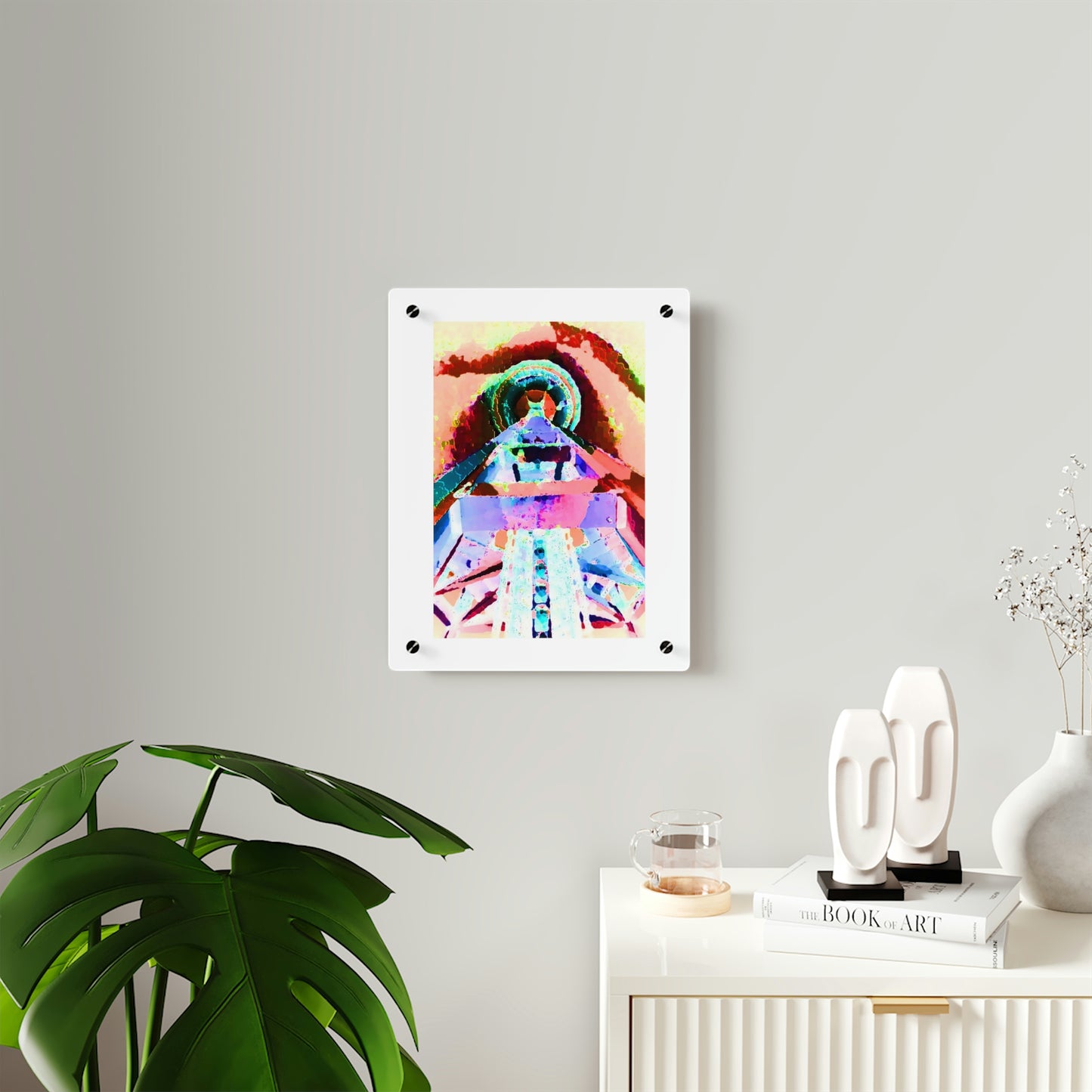 Acrylic Wall Art Panels ... "Seattle's World Fair" ... Below Space Needle 'Looking Up' ... On A Very Rainy Morning (Father's Family Photo). ... Original ...