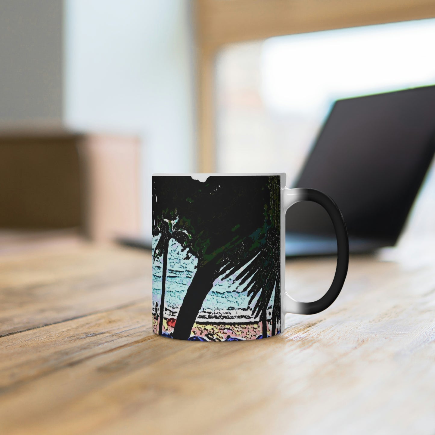 Color Changing Mug ... "A Beautiful Beach Amongst The Palms" ... The Outrigger Waikiki, Honolulu, Oahu ... Original Works ...