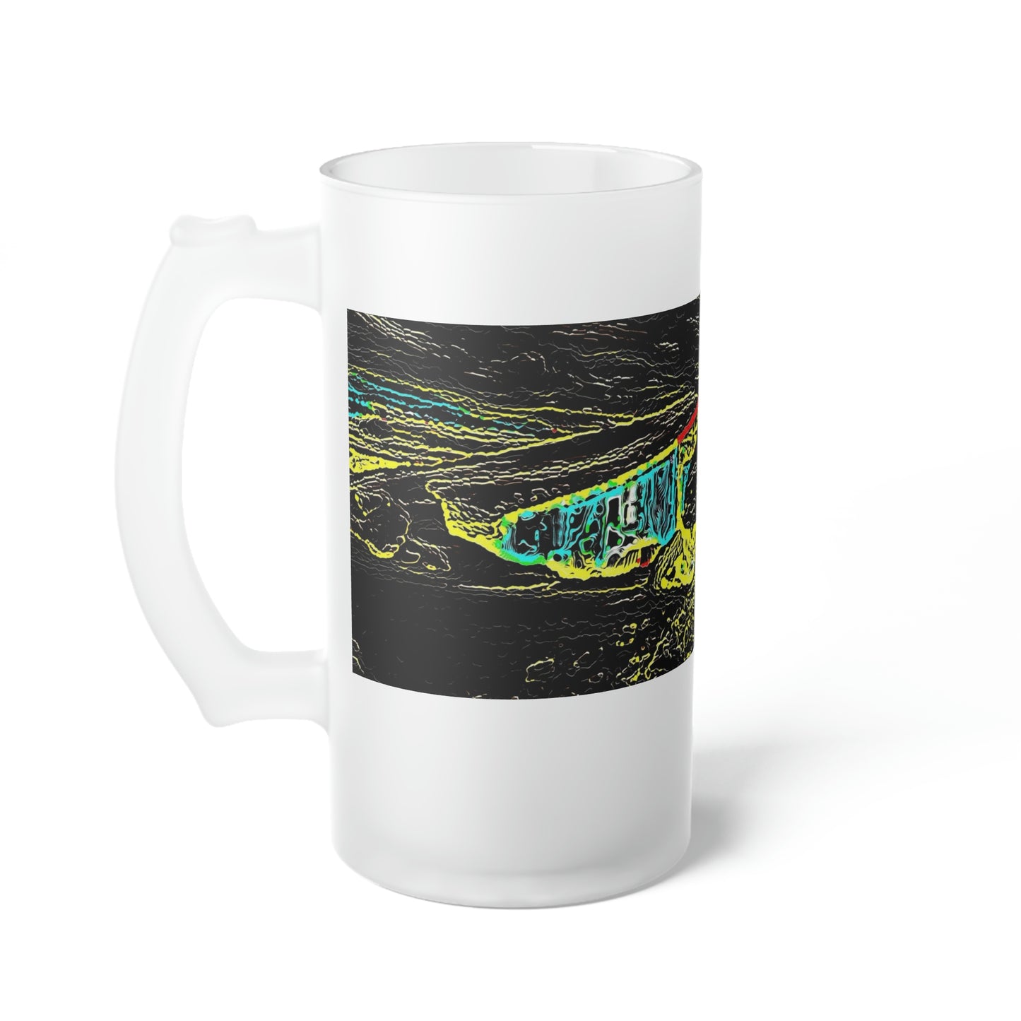Frosted Glass Beer Mug ... "Snow Vehicle In Snow Storm At-Rest" ... Circa 12Mar23 ... Central Idaho ... 18-Hours Rendering Time: Original Works ...