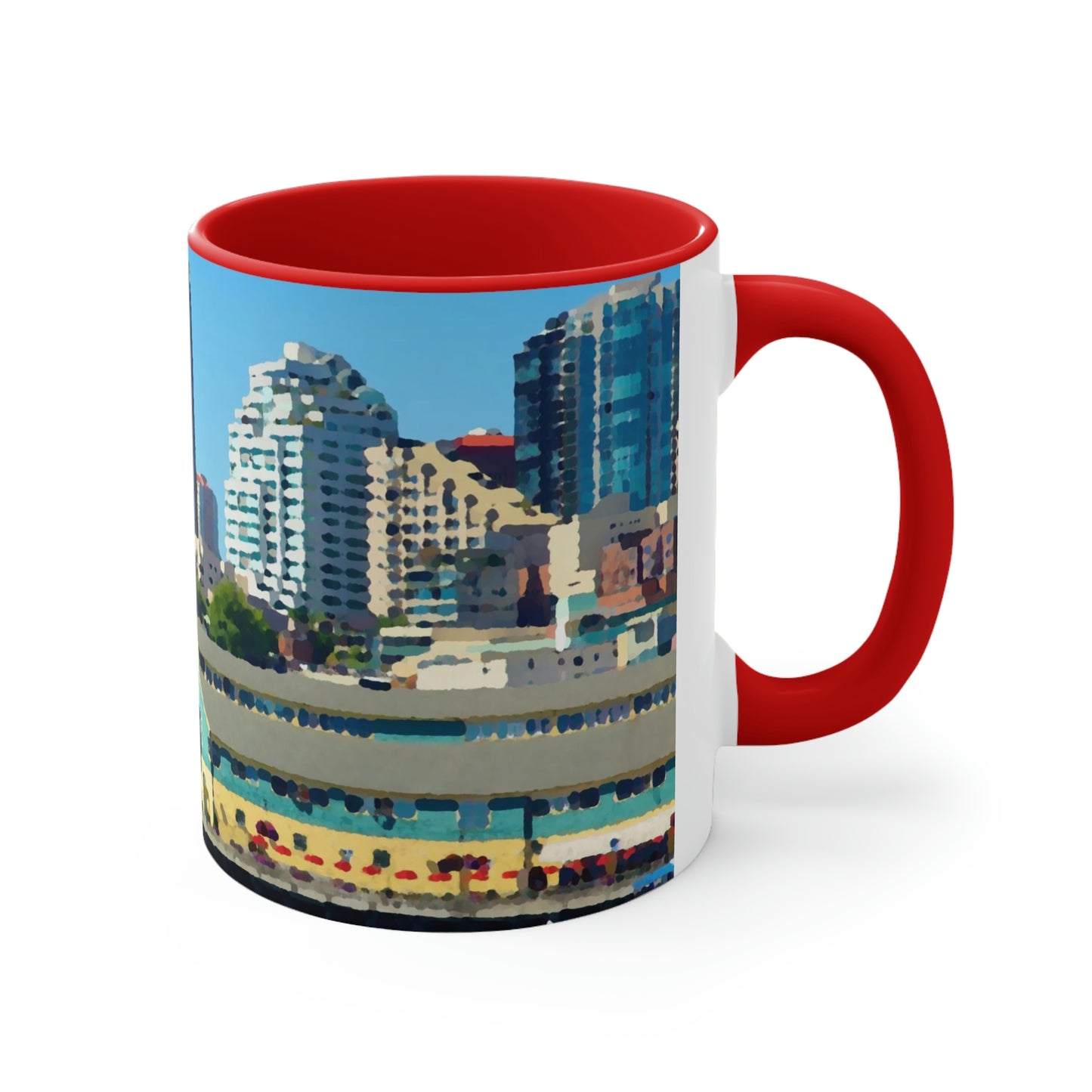 Accent Coffee Mug, 11oz ... That Classic Wheel ... 'Seattle's Wheel' ... & Old Classic Waterside Vendors ...  'Family Archives' ... Original Works ...