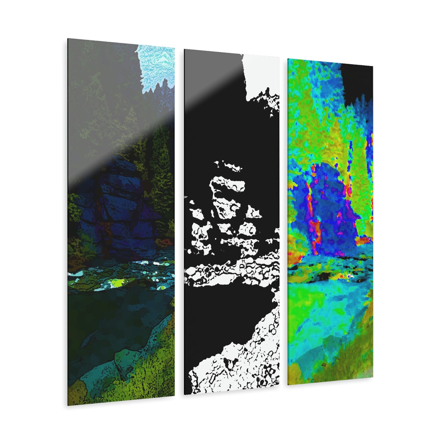 Acrylic Prints (Triptych) ...  "I Am Innocent" ... Tricky-Dick Immortalized ... Nixon Rock: Along The River ... Central Idaho, Summer 2020 ... Original Works ...