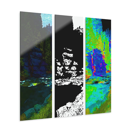 Acrylic Prints (Triptych) ...  "I Am Innocent" ... Tricky-Dick Immortalized ... Nixon Rock: Along The River ... Central Idaho, Summer 2020 ... Original Works ...