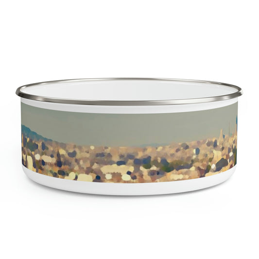 Enamel Bowl ... Au Paris ... "Along The River Seine" ... Barbara Joan Bonnell-Holt: 1972 ... Original Works ...