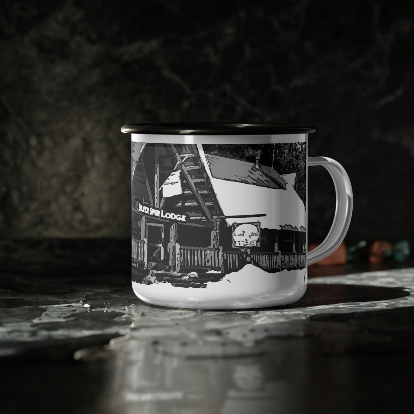 Enamel Camp Cup ... A Beautiful Lodge & Back-Country Outfitter In A Mountain Town ... 'Dixie, Idaho, November 2022' ... Original Works ...