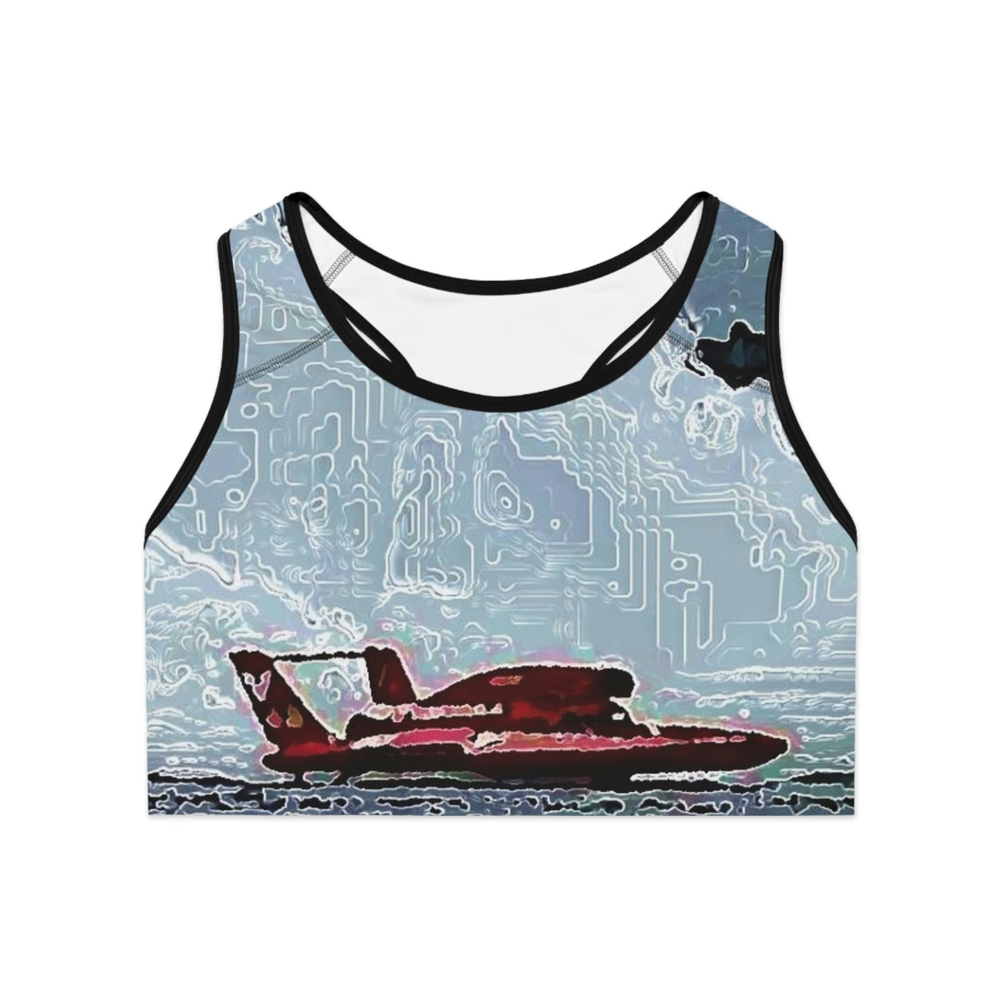 Sports Bra (AOP) ... Seattle Columbia Cup On Lake Washington ... "Dave Wilcox Heads For The Win" ... Associate Gift-Photo ... Original Works ...