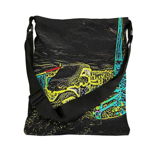 Adjustable Tote Bag (AOP) ... "Snow Vehicle In Snow Storm At-Rest" ... Circa 12Mar23 ... Central Idaho ... 18-Hours Rendering Time: Original Works ...