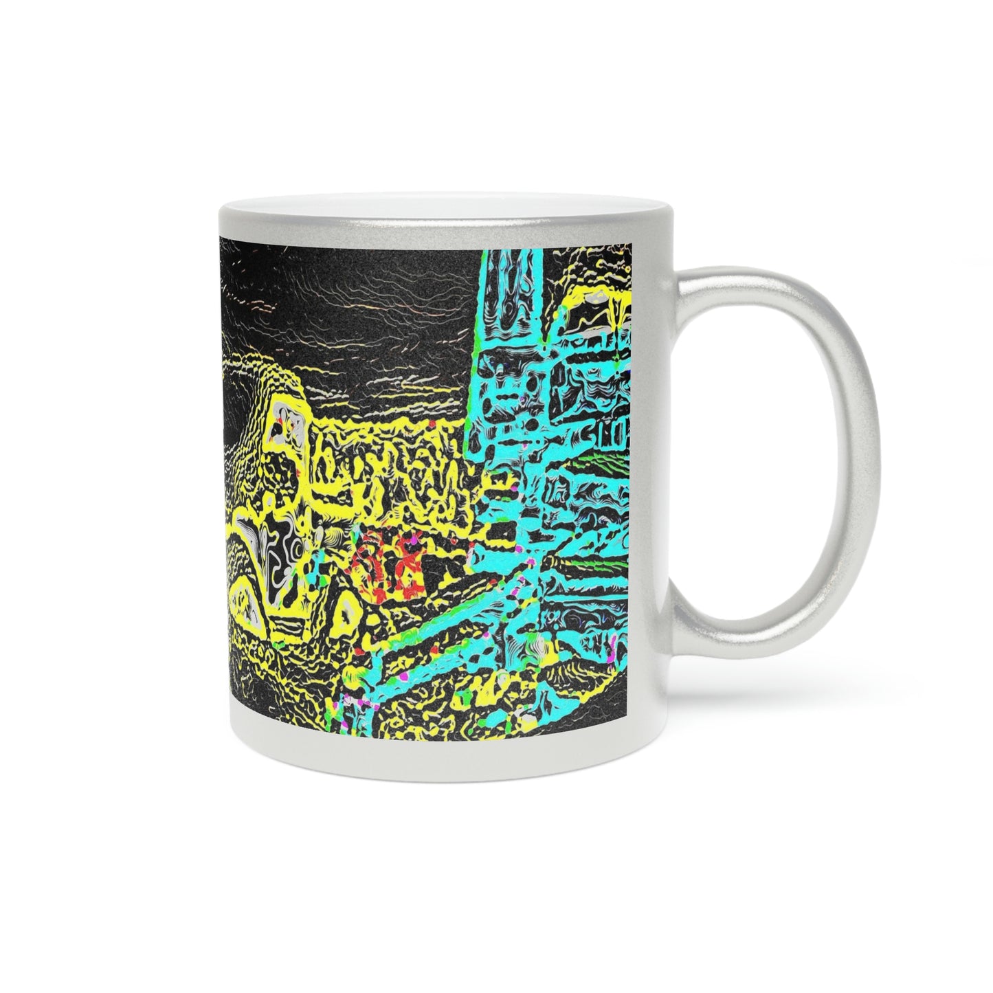 Metallic Mug (Silver\Gold) ... "Snow Vehicle In Snow Storm At-Rest" ... Circa 12Mar23 ... Central Idaho ... 18-Hours Rendering Time: Original Works ...