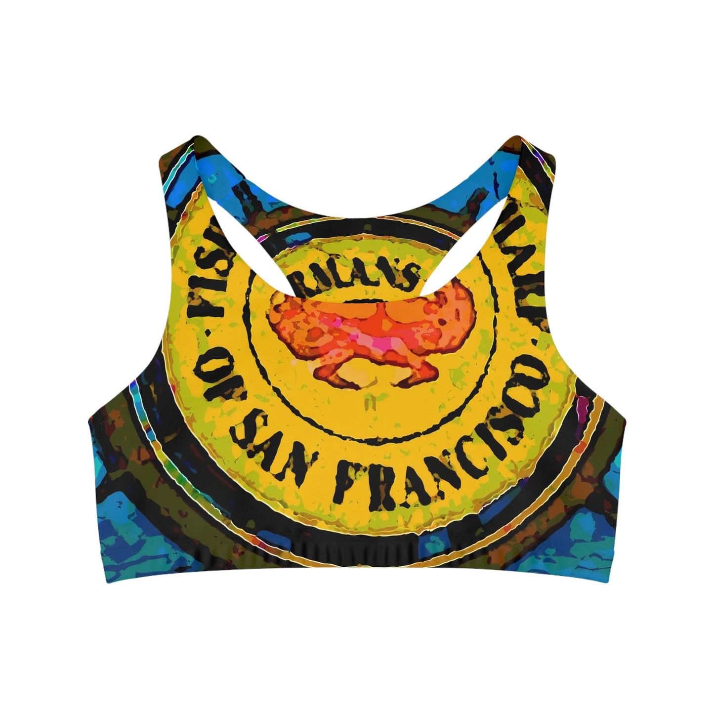Seamless Sports Bra (AOP) ...  "No.9 Fishermen's Grotto - Fishermen's Wharf, SF, California" ... Family Archives: 1970's ... Original Works ...